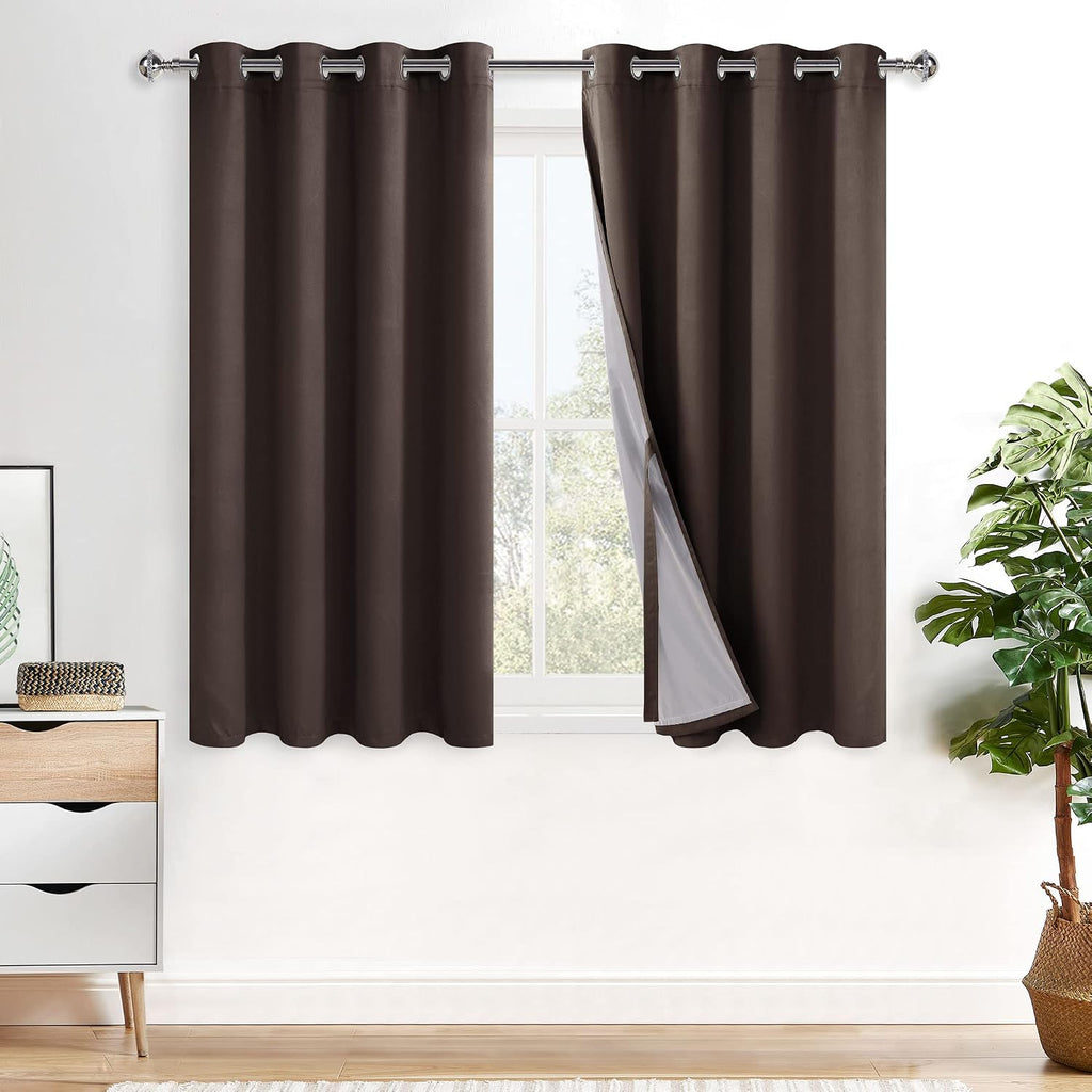 Xwzo 100% Blackout Window Curtains - Thermal Insulated & Completely Room Darkening Black Liner Window Treatment with Tiebacks for Bedroom/L…