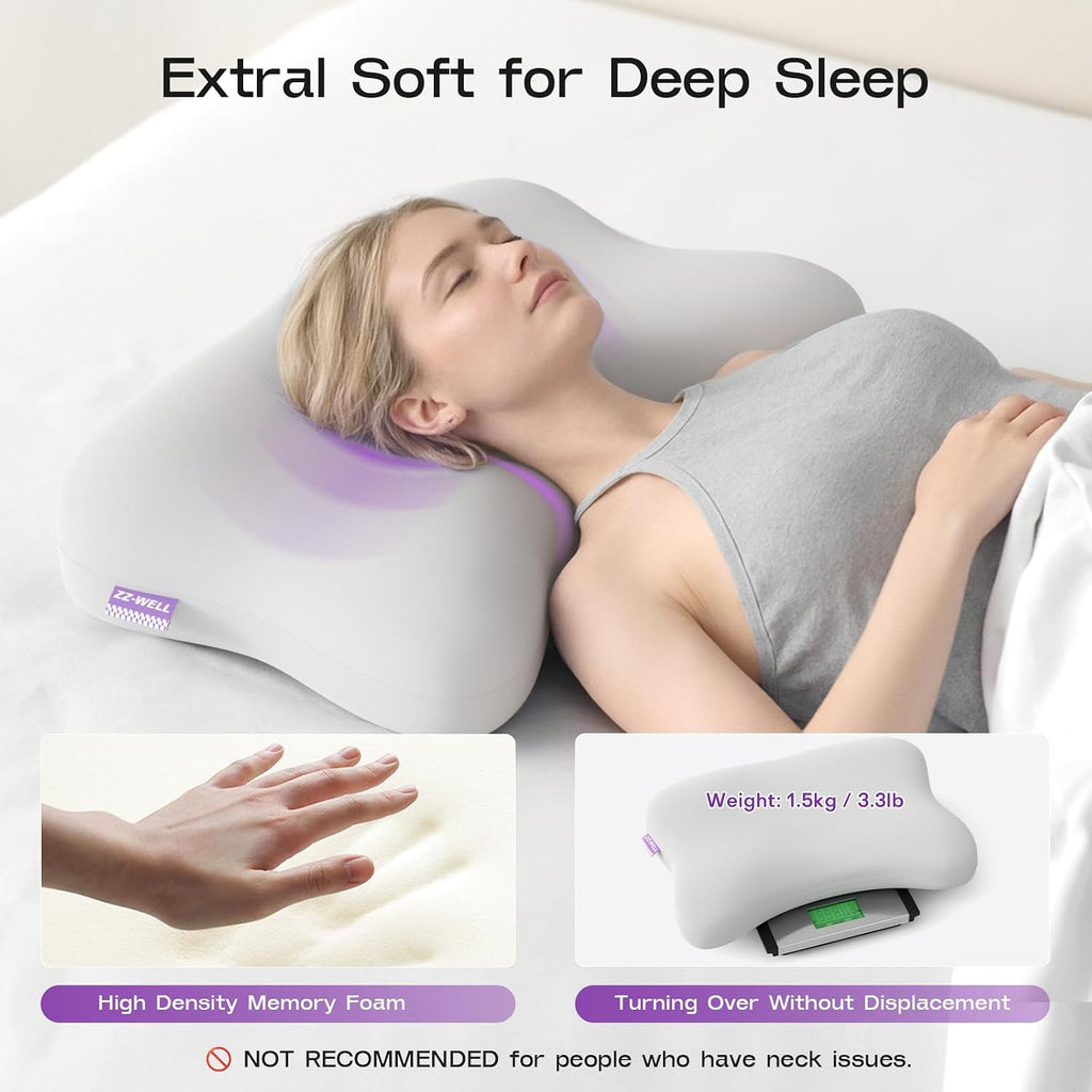 Zz-Well Side Sleeper Pillows - Patented Cervical Neck Pillow for Sleeping with Cooling & Removable Cover- High Loft Heavy Density Memory Fo…