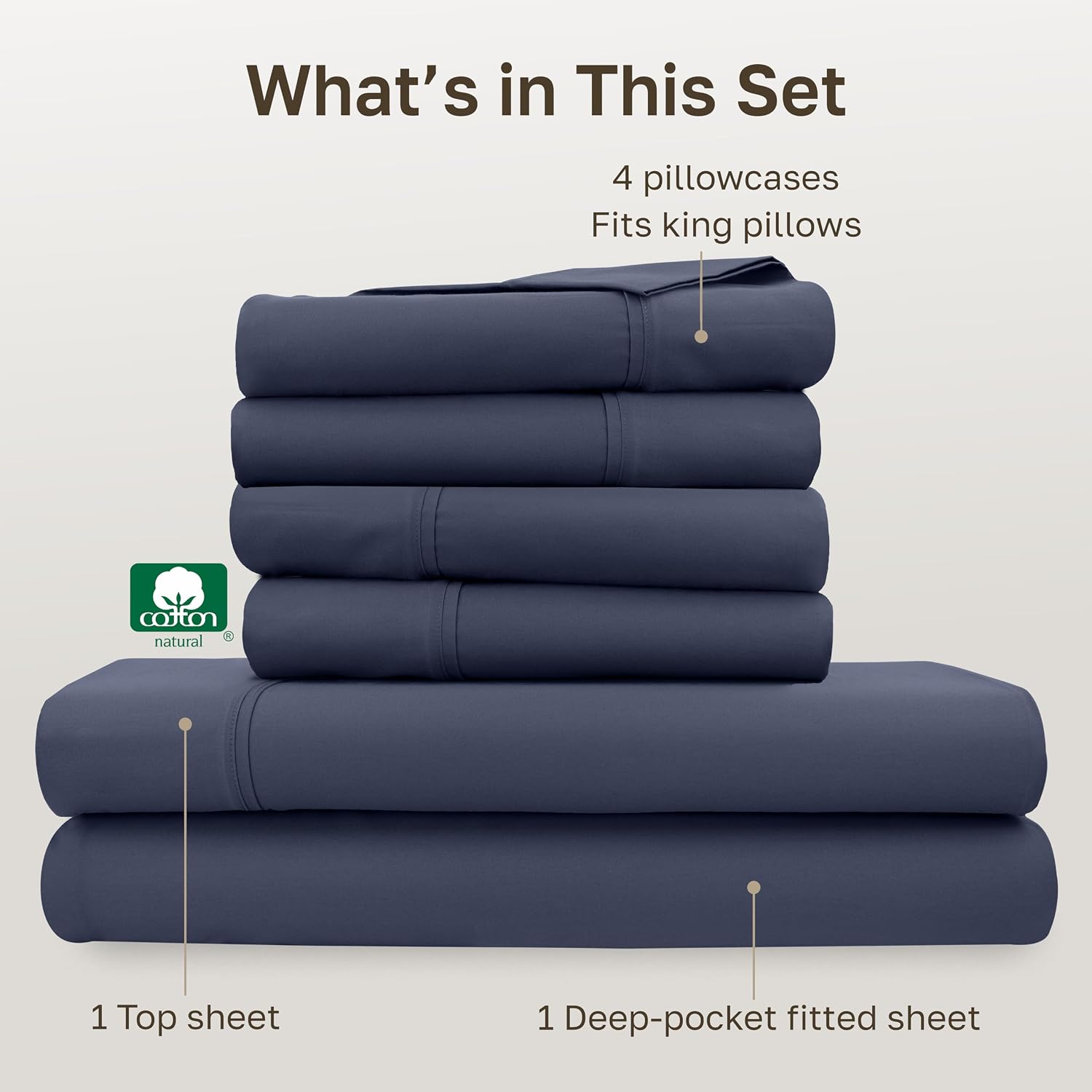 CaliforniaDesignDen California Design Den 6-Pc King Size Sheet Set with 4 Pillowcases - Soft 400 Thread Count 100% Cotton Sheets, Sateen We…