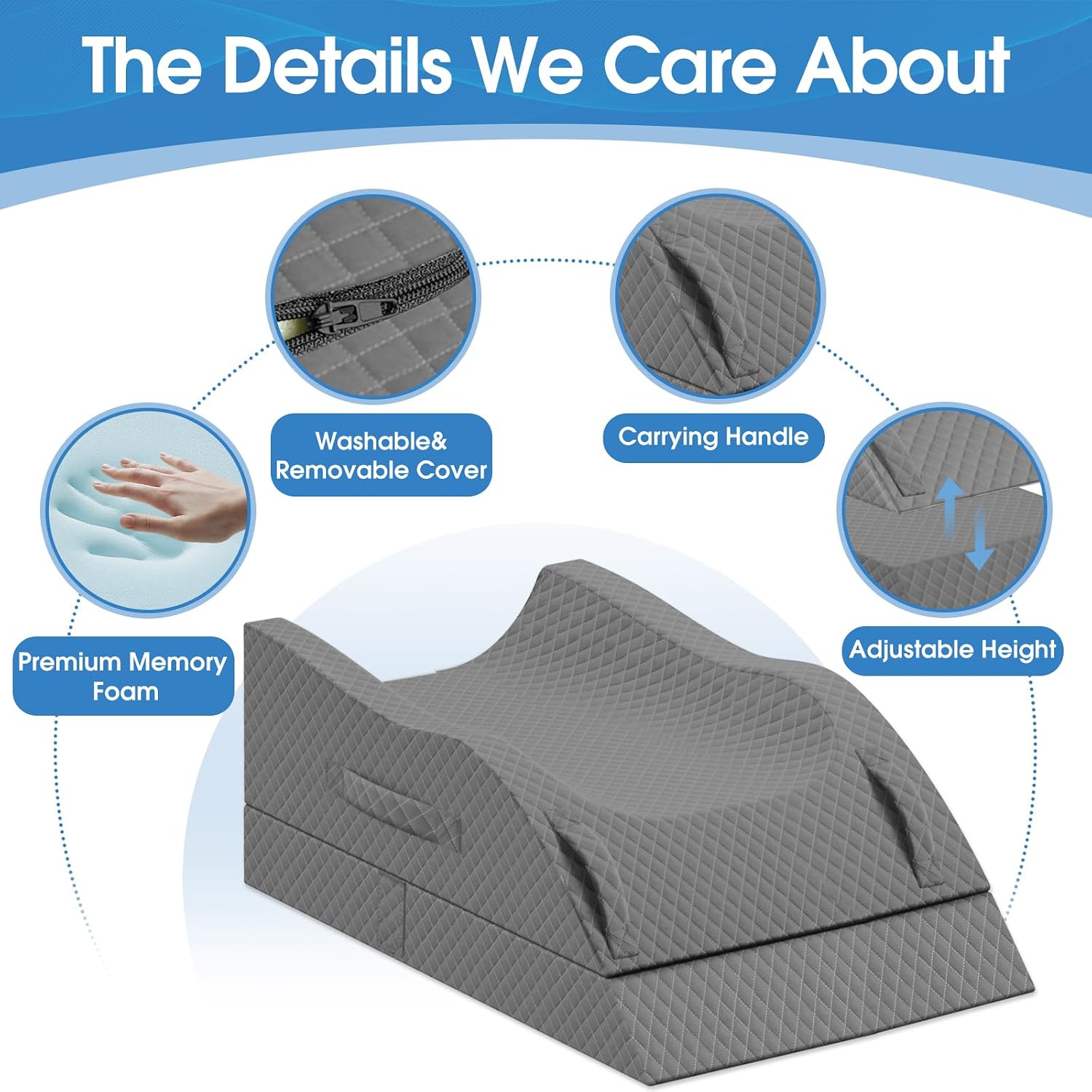 TranquilRelax TranquilRelax Elevation Pillows for Leg After Surgery, Memory Foam Adjustable Wedge Pillow for Injury or Rest, Ankle P…