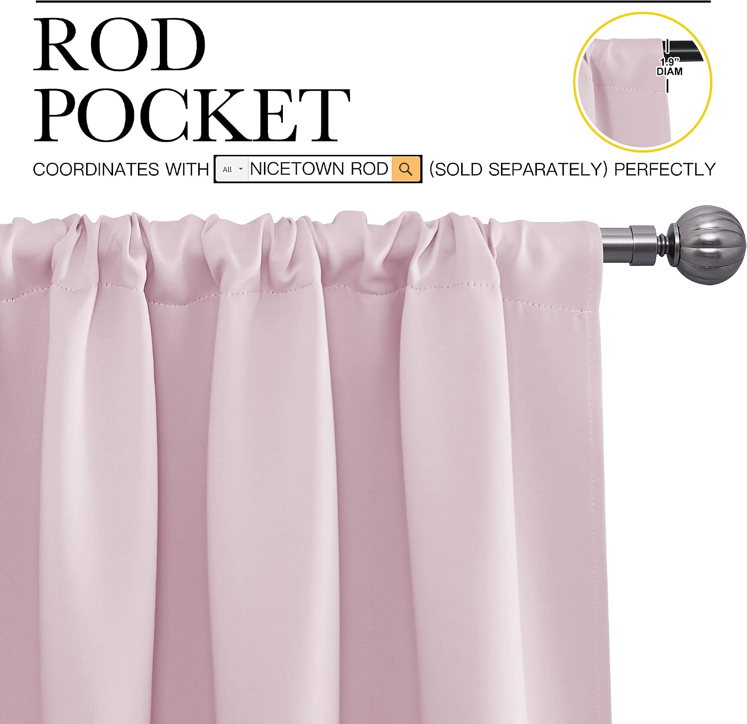 NICETOWN Bedroom Curtains, Room Darkening Draperies Window Curtain Panels, Thermal Insulated Room Darkening Curtains (Lavender Pink, 2…