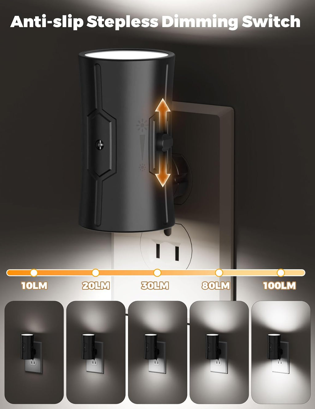 Fesnne Night Light, 2-Pack Dimmable Plug-in Night Light with Auto On/Off & 90°Rotatable Plug, 0-100LM Adjustable Brightness,1W Ultra Low En…