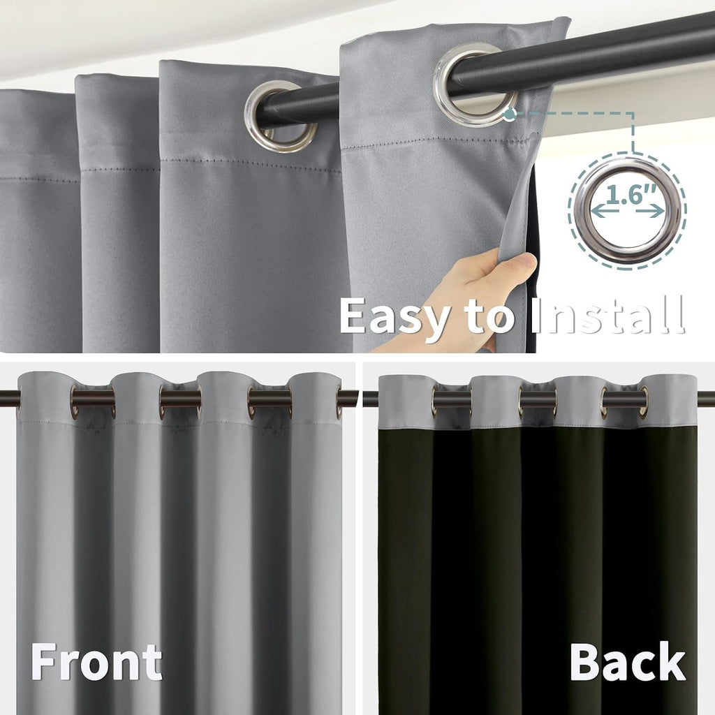 BGment Short 100% Blackout Curtains for Bedroom, Thermal Insulated Energy Efficiency Noise Reducing Grommet Curtains 45 Inch Length with Li…