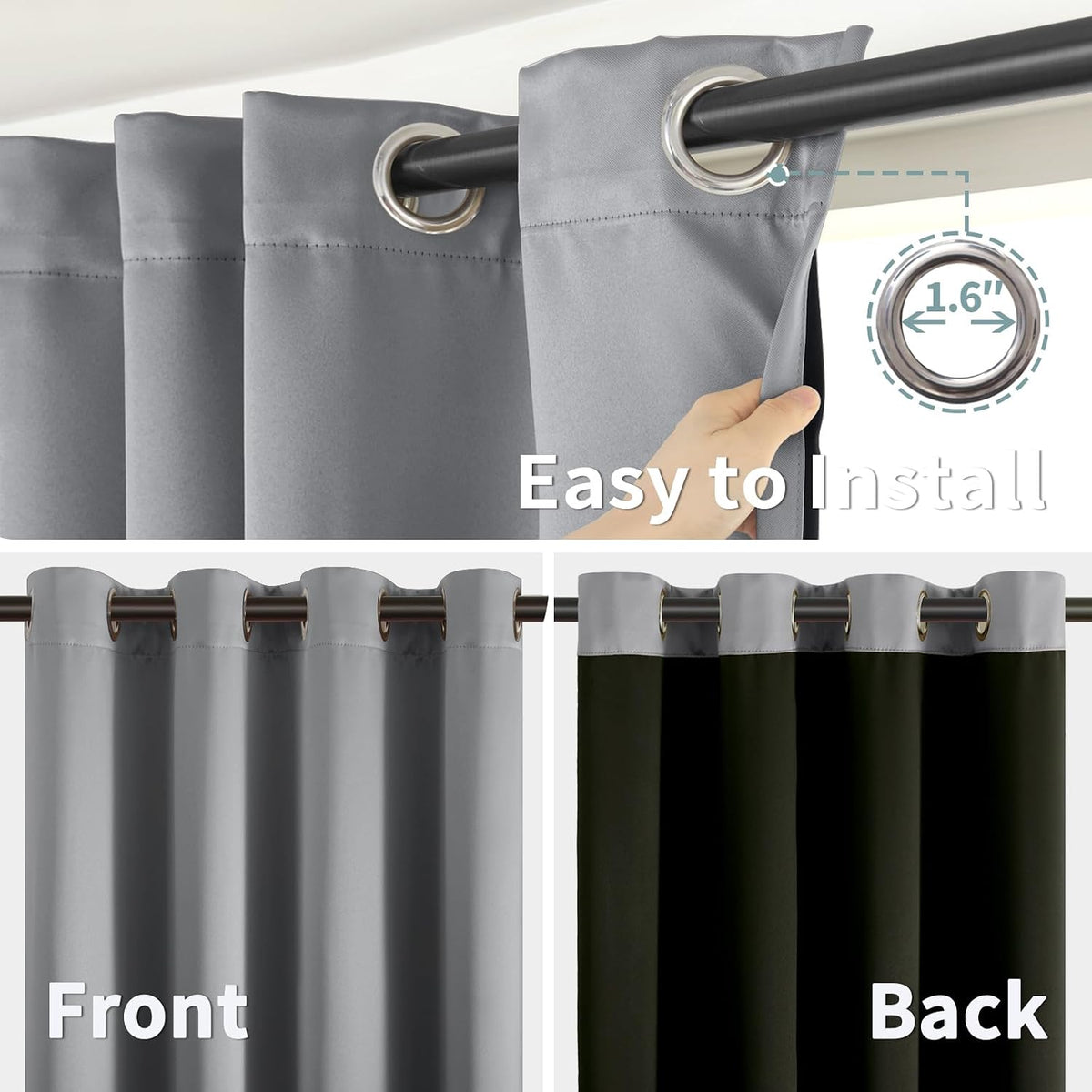 BGment Thermal Insulated 100% Blackout Curtains 90 Inch Length 2 Panels, Total Light Blocking Curtains for Bedroom, Grommet Window Drapes w…
