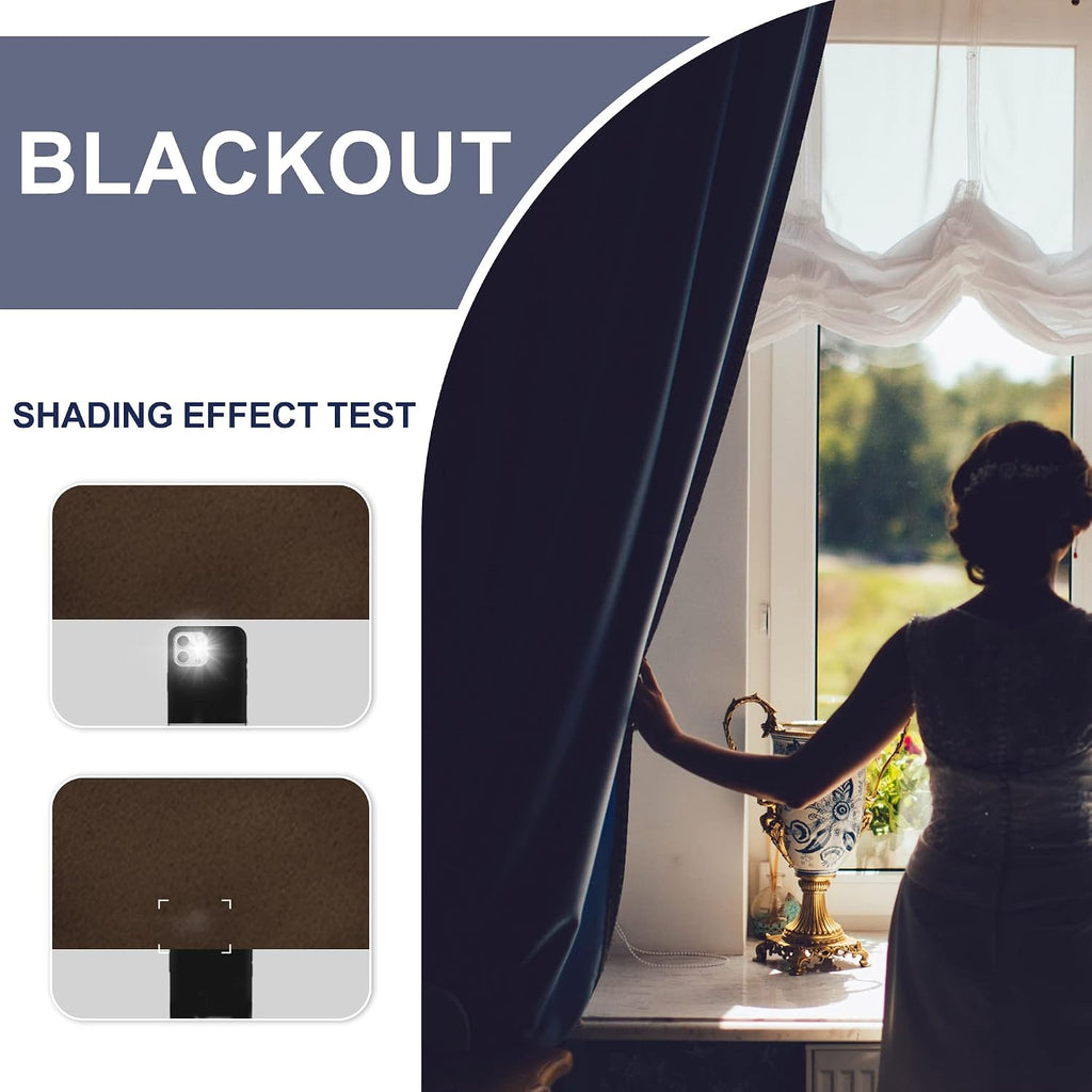 Jiuzhen Blackout Curtains for Bedroom - Thermal Insulated Room Darkening Noise Reducing, 52 x 84 Inch Length Curtains for Living Room, Set…