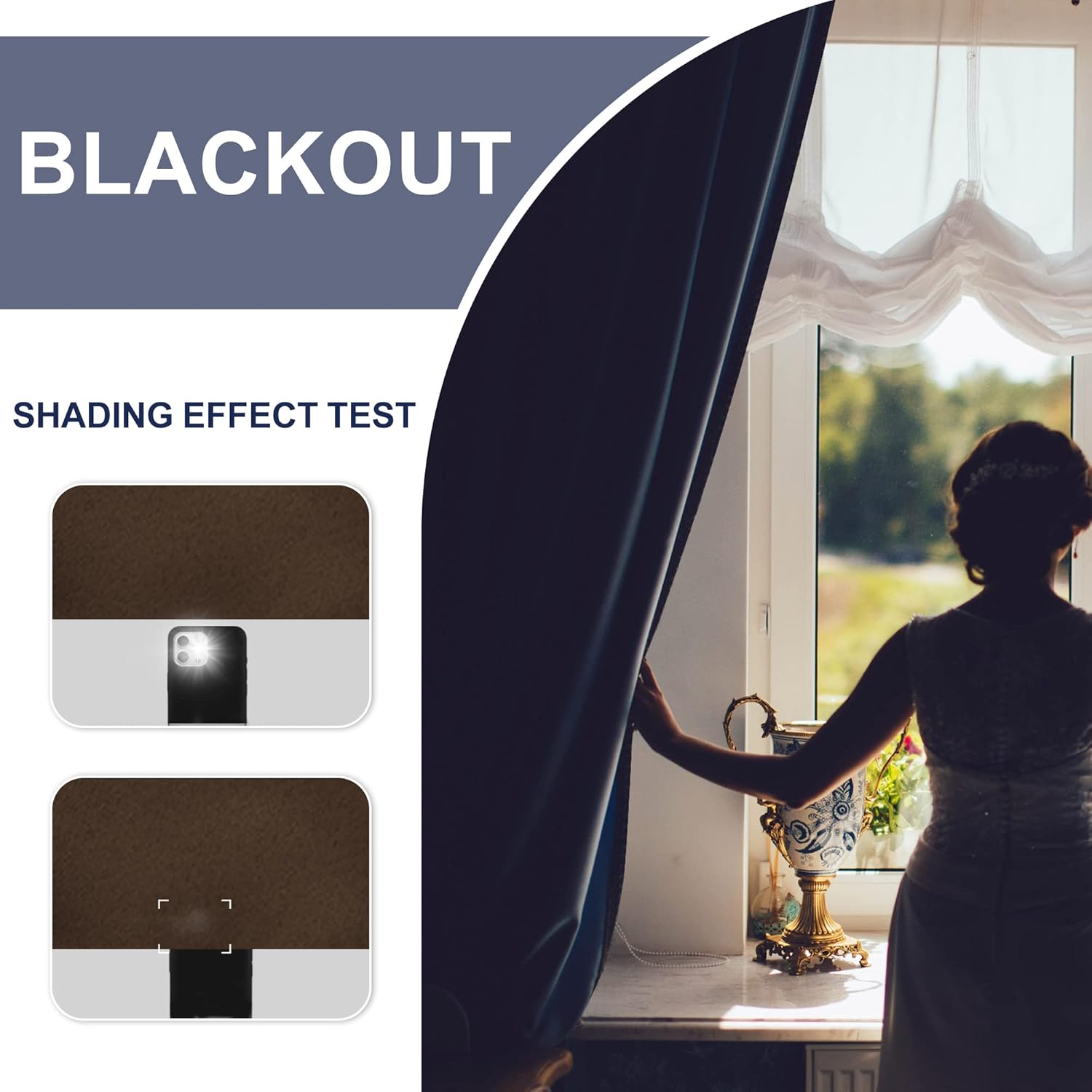 Jiuzhen Blackout Curtains for Bedroom - Thermal Insulated Room Darkening Rod Pocket Curtains for Living Room, Set of 2 Panels with Tiebacks…