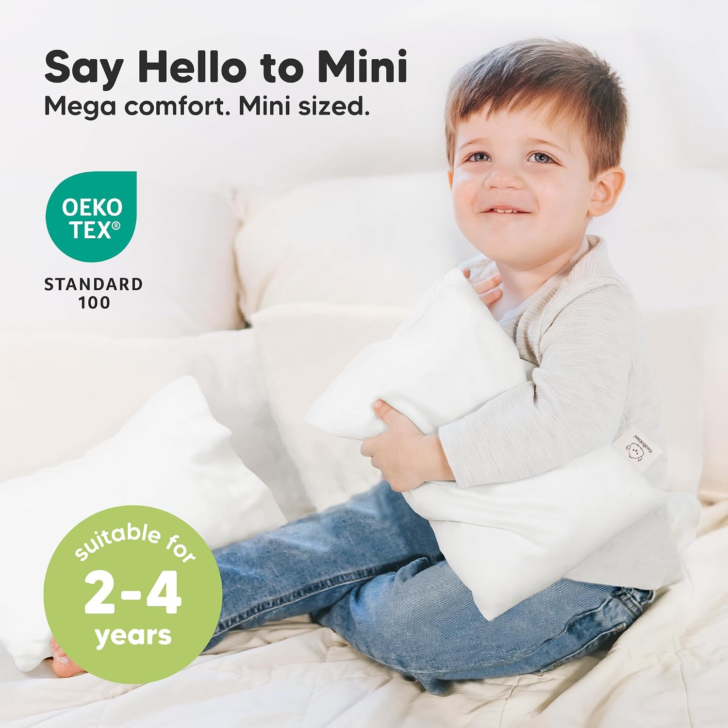 Mini Toddler Pillow with Pillowcase - 9x13 My Little Dreamy Travel Kids Pillow for Sleeping, Toddler Bed, Small, Tiny, Organic Cotton…