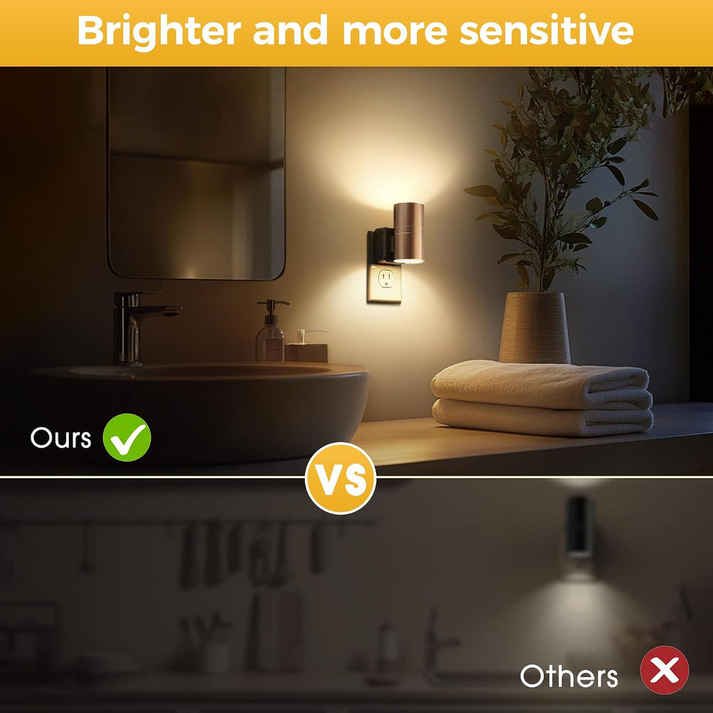 L LOHAS LED Night Light, 2 Pack Night Lights Plug into Wall, Automatic Dusk to Down Nightlight, 3000K Soft White 0-100LM Dimmable Modern…