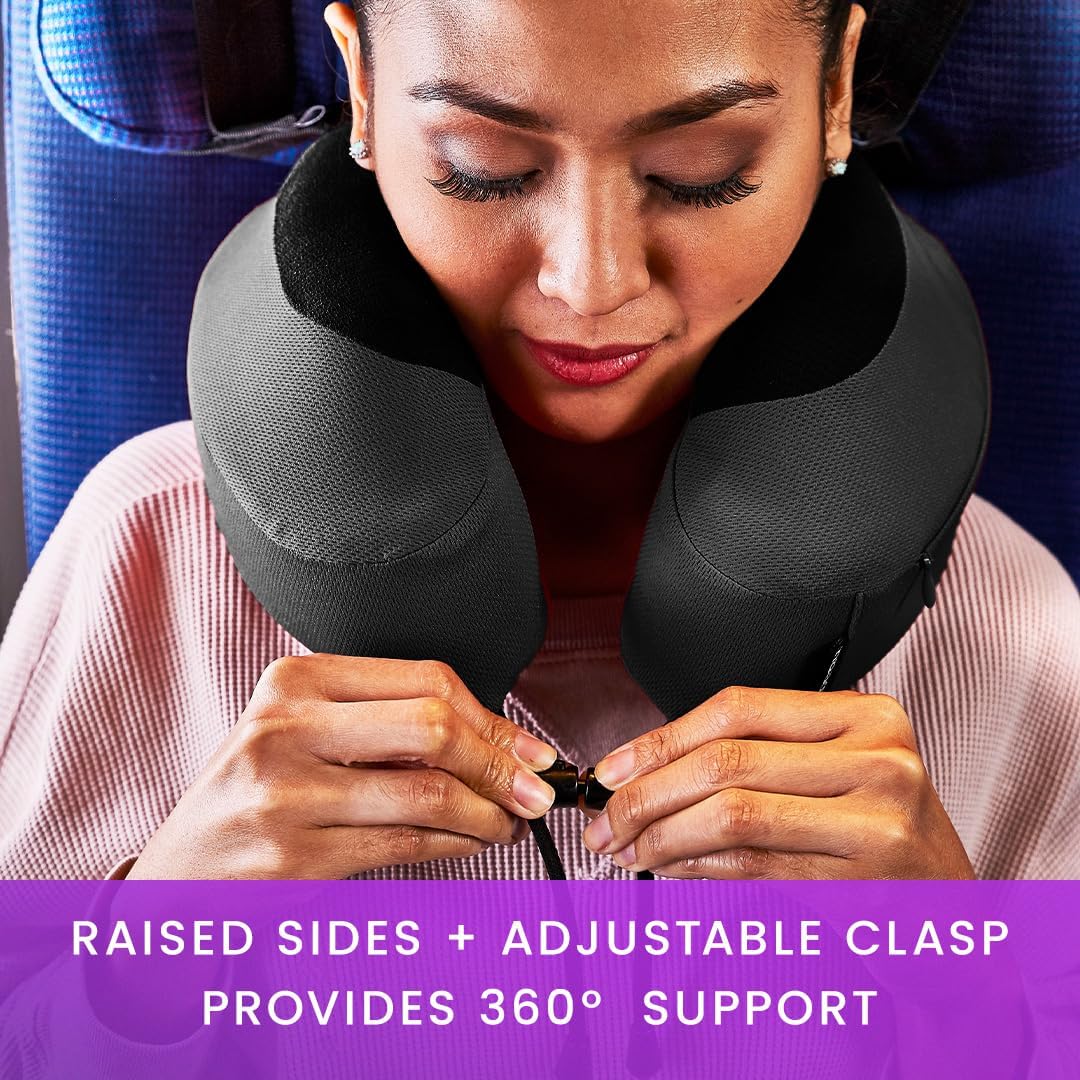 Cabeau Evolution S3 Travel Pillow - Memory Foam Neck Pillow for Airplane and Long Flights with Seat Straps for Head and Neck Support, 360…