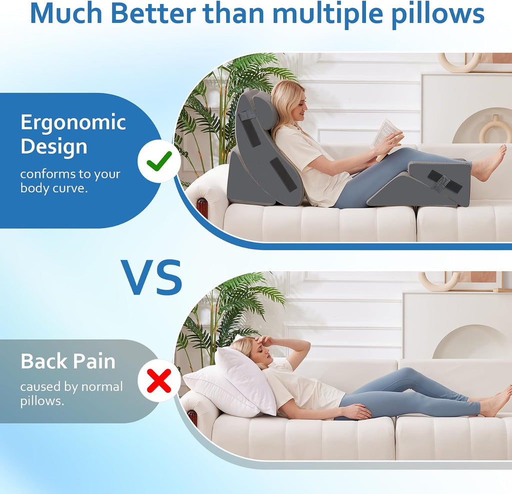 Ahpmeoa 5Pcs Wedge Pillow Set for After Surgery, Orthopedic Bed Wedge Pillow Set for Post Surgery, Acid Reflux Relief, Sleeping, Back, Adj…