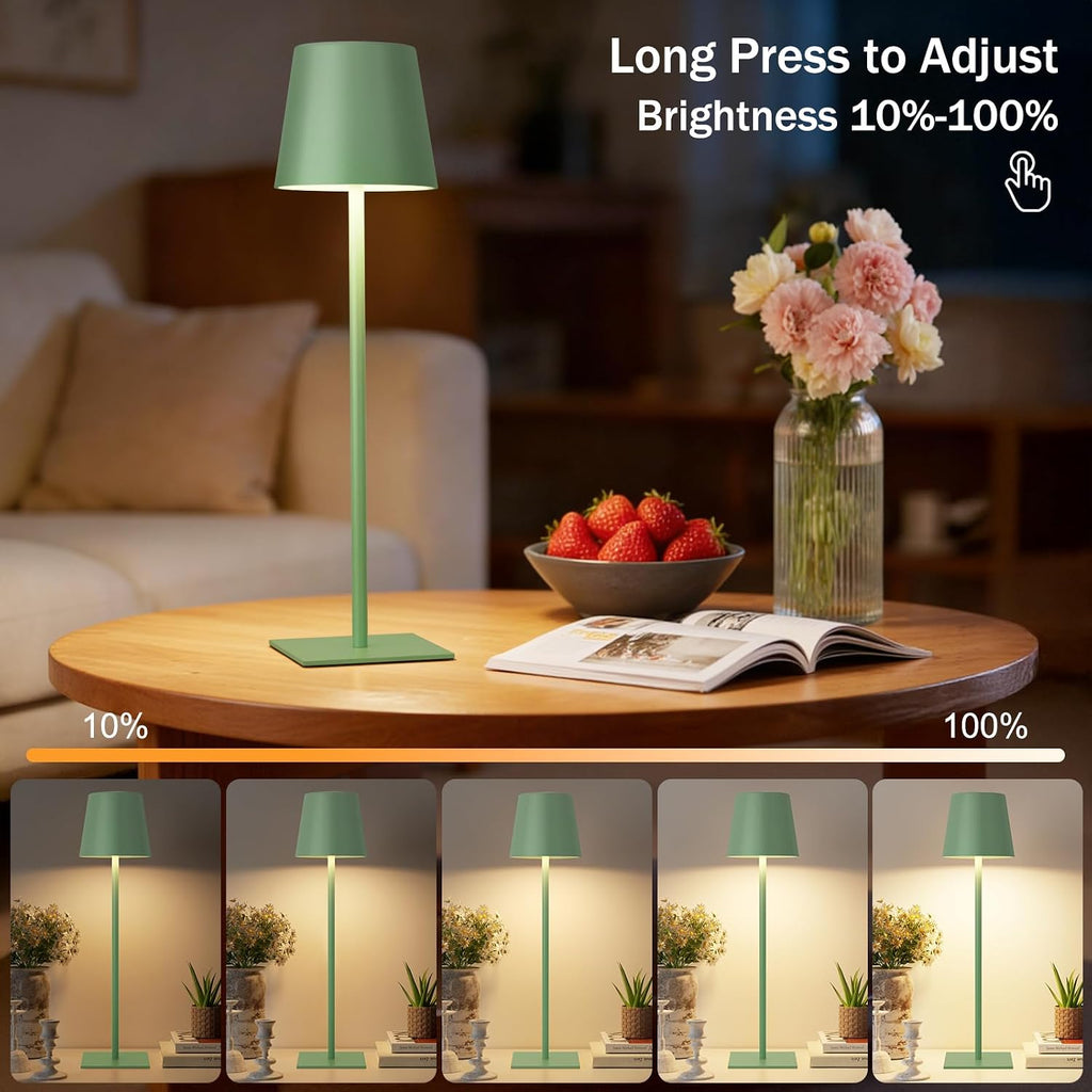 Kakanuo Green Cordless Rechargeable Table Lamp, 2 Pack Portable Desk Lamp with 5000mAh Battery, Touch Control Stepless Dimming, Wireless…