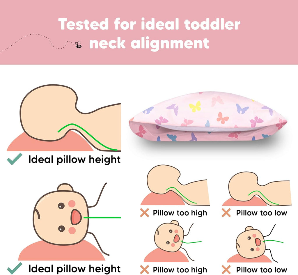 Toddler Pillow with Pillowcase - 13x18 My Little Dreamy Kids Travel Bed Pillows for Sleeping, Organic Cotton Small Pillowcase, Soft &…