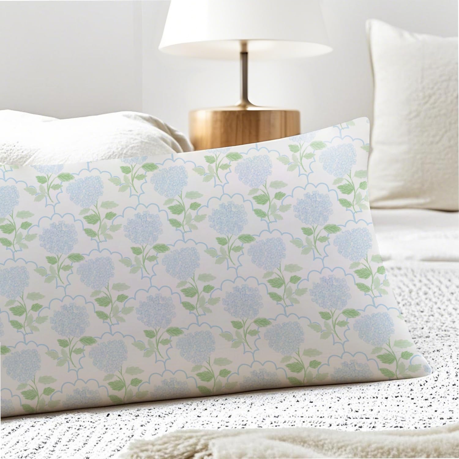 Blue Hydrangea Flower 20x54 Body Pillow Cover, Cottagecore Room Decor, Botanical Decor, Farmhouse Blue Floral Decorative Long Body Pillow…