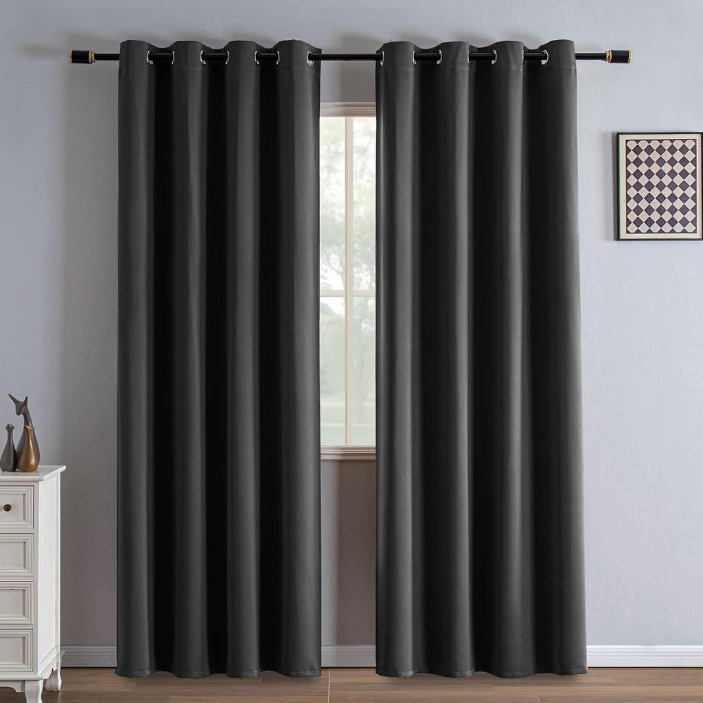 Igemaeve Blackout Curtains 84 Inch Length 2 Panels Set, Black Out Curtains for Bedroom 84 Inch Long, Grommet Energy Saving Room Darkening D…