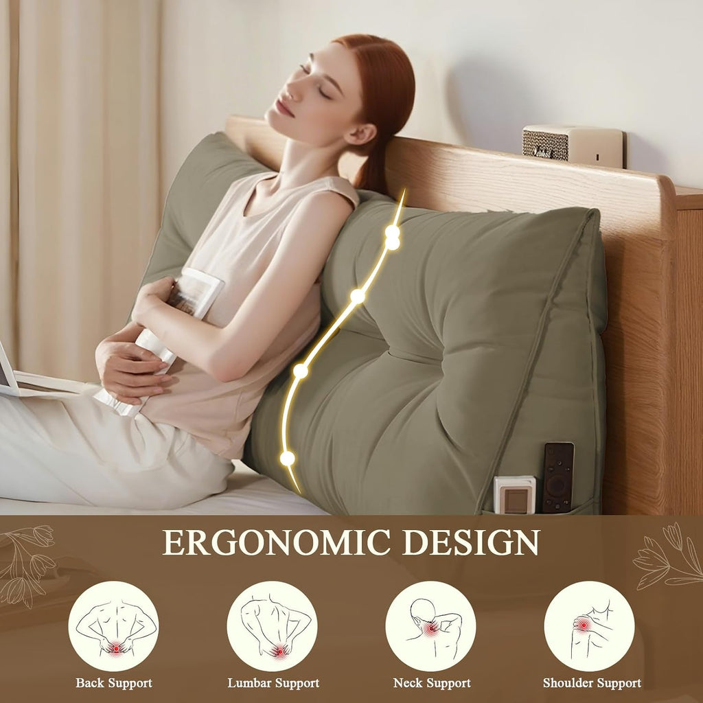 DANGHOOGY Headboard Pillow Queen, Large Triangular Wedge Headboard Pillow for Reading and Resting, Backrest Positioning Support Pillow…
