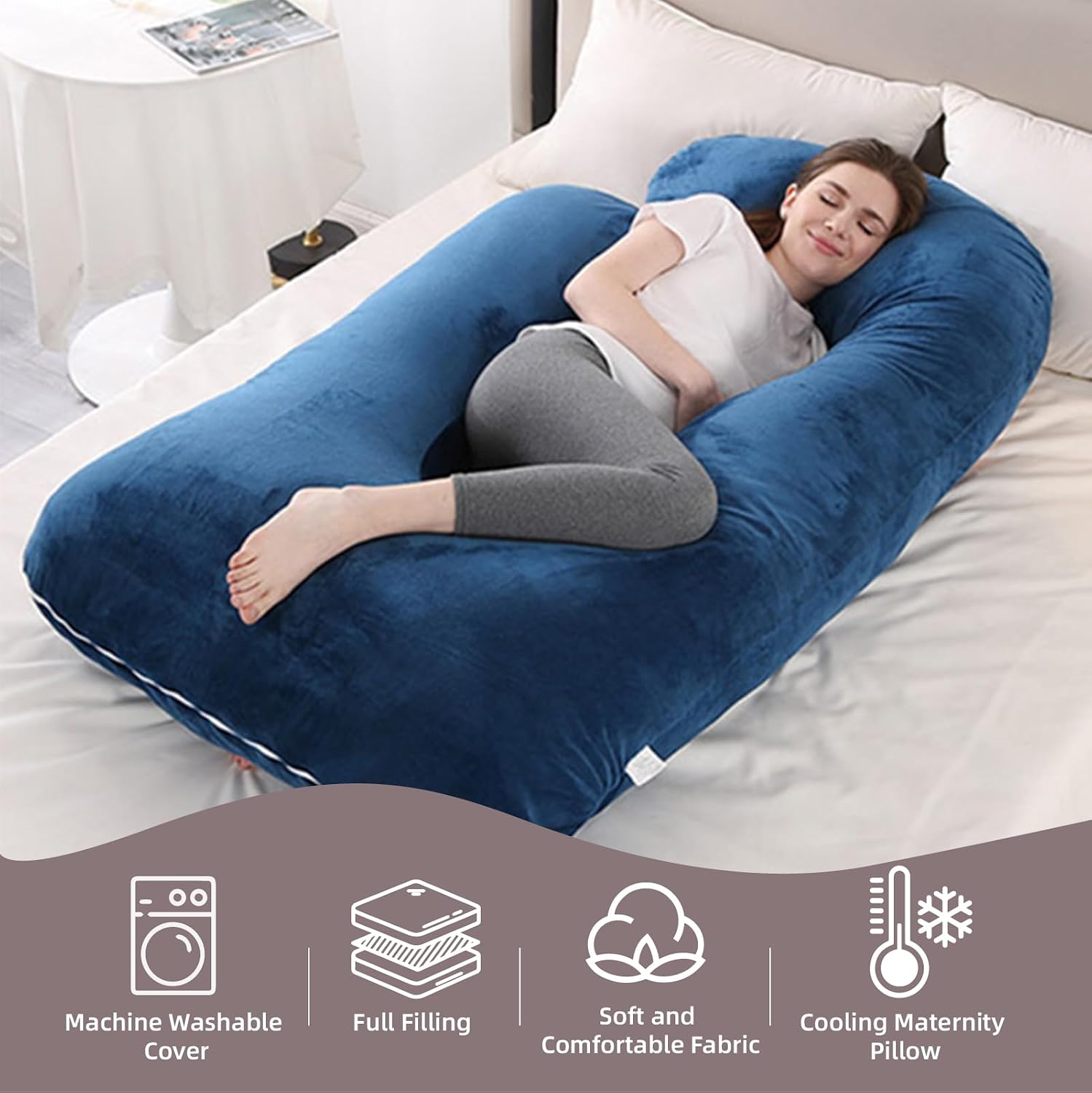 60 Inch Full Body Pregnancy Pillows for Sleeping Cooling Pregnancy Pillow, U Shaped Pregnancy Body Pillow, Maternity Pillows for Pregnant…