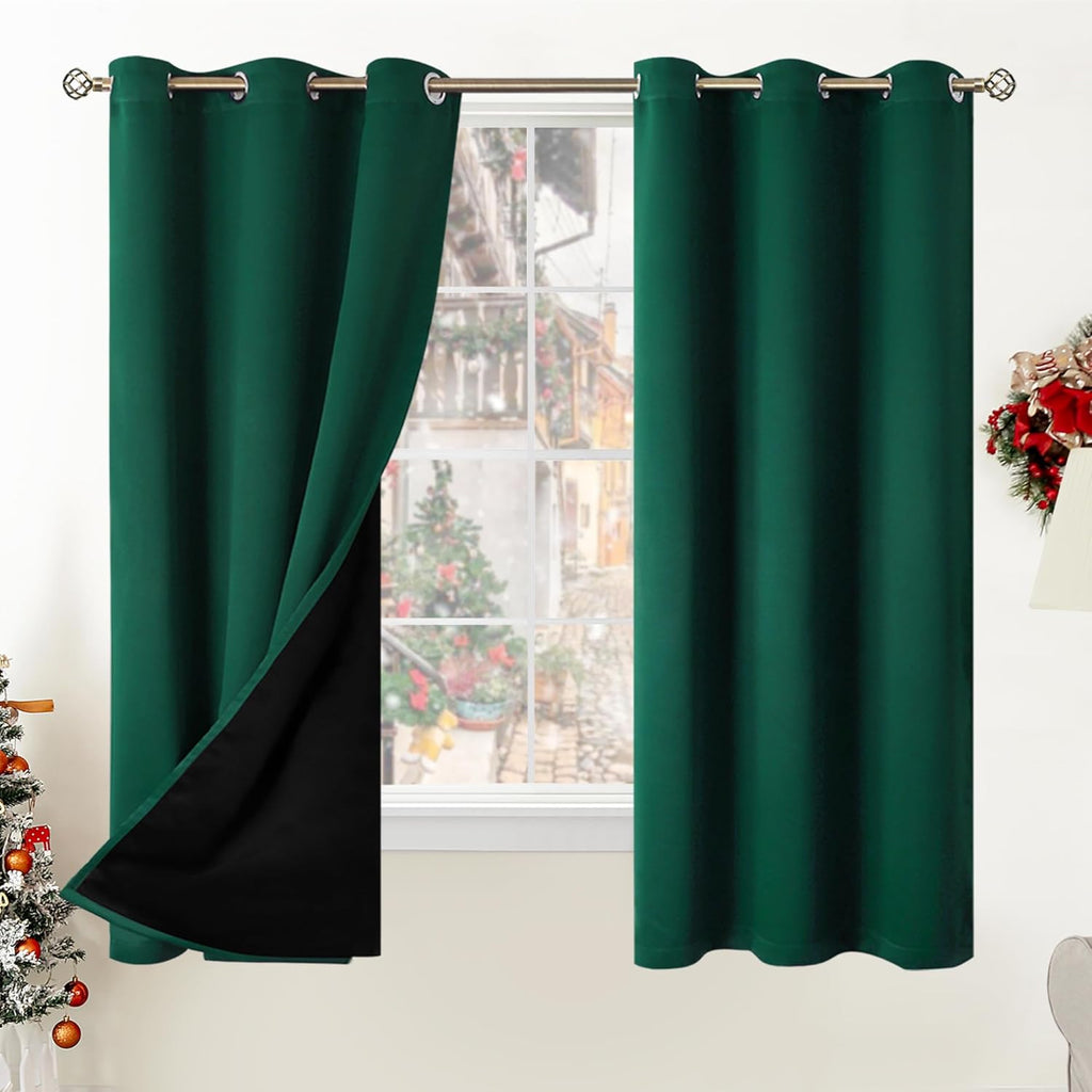 BGment Thermal Insulated 100% Blackout Curtains for Bedroom with Black Liner, Double Layer Full Room Darkening Noise Reducing Grommet Curta…
