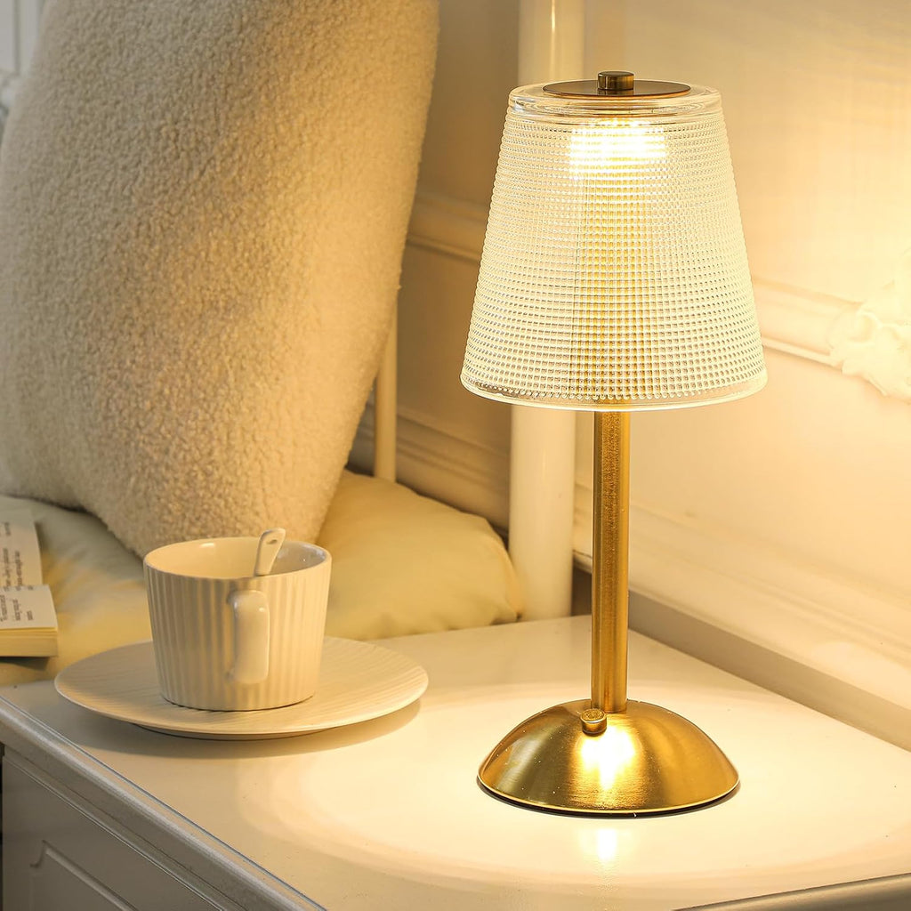 Liliful 2 Pcs Cordless Table Lamp Rechargeable Touch LED Small Gold Portable Battery Operated USB-c Desk Lamp 3 Color Dimmable for…