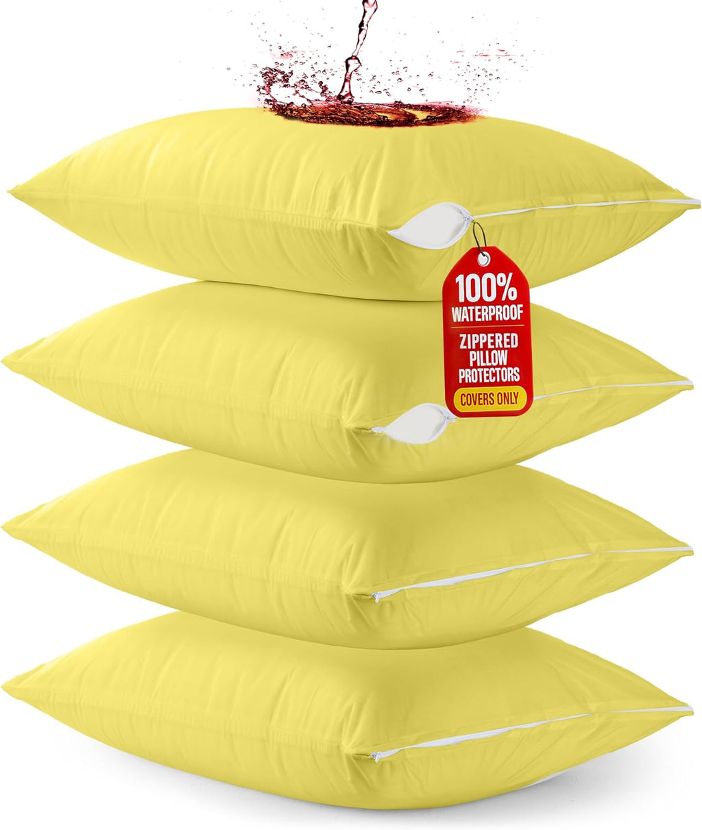 Utopiabedding Utopia Bedding 100% Waterproof Pillow Protectors with Zipper Standard Size (Set of 4), Bed Bug and Dust Mite Proof Zippered P…