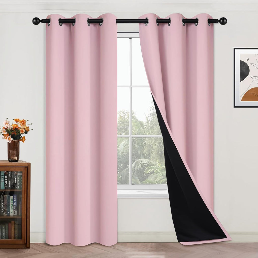 Yakamok Full Blackout Curtains 84 Inches Long, Blackout Curtain Panels for Bedroom, 2 Thick Layers Grommet Top Thermal Insulated Drapes…
