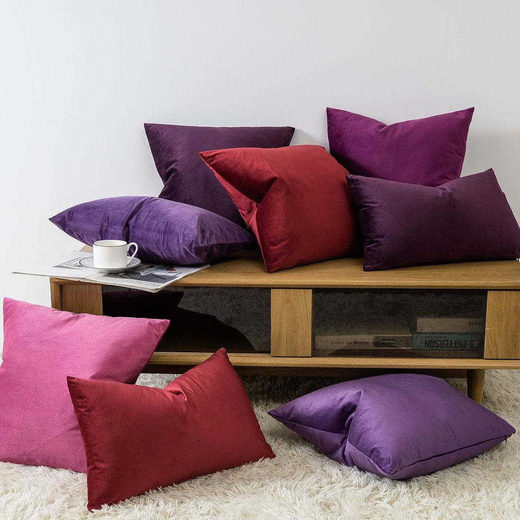 JUSPURBET Decorative Pillow Covers Set of 2 Velvet Throw Pillow Covers for Couch Sofa Bed Soft Lumbar Cushion Covers with Hidden Zipper…