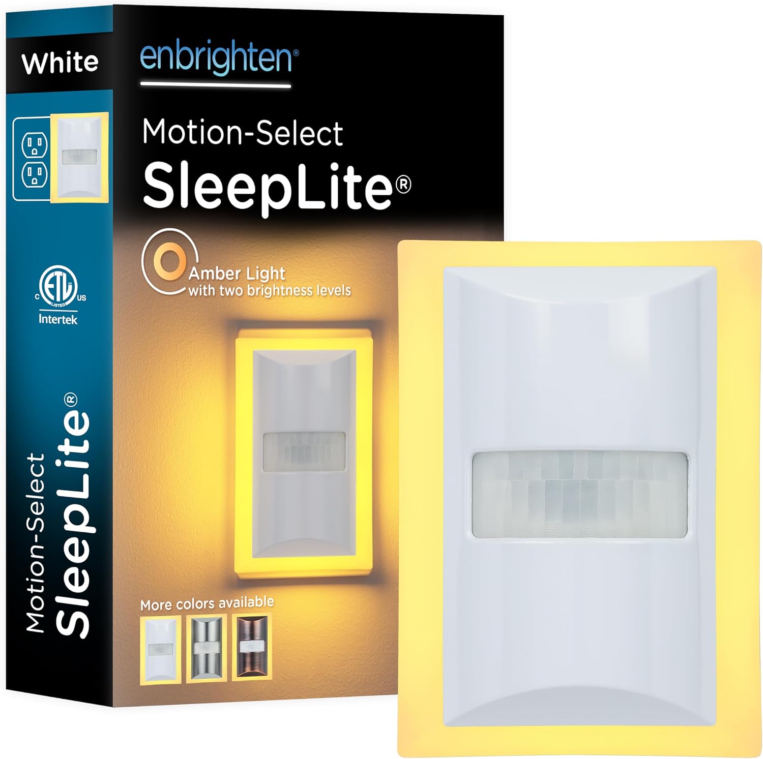 Enbrighten SleepLite LED Night Light Motion Sensor Nightlight Dusk to Dawn Amber Lights Ambient Lighting Room Decor for Bedroom Baby…
