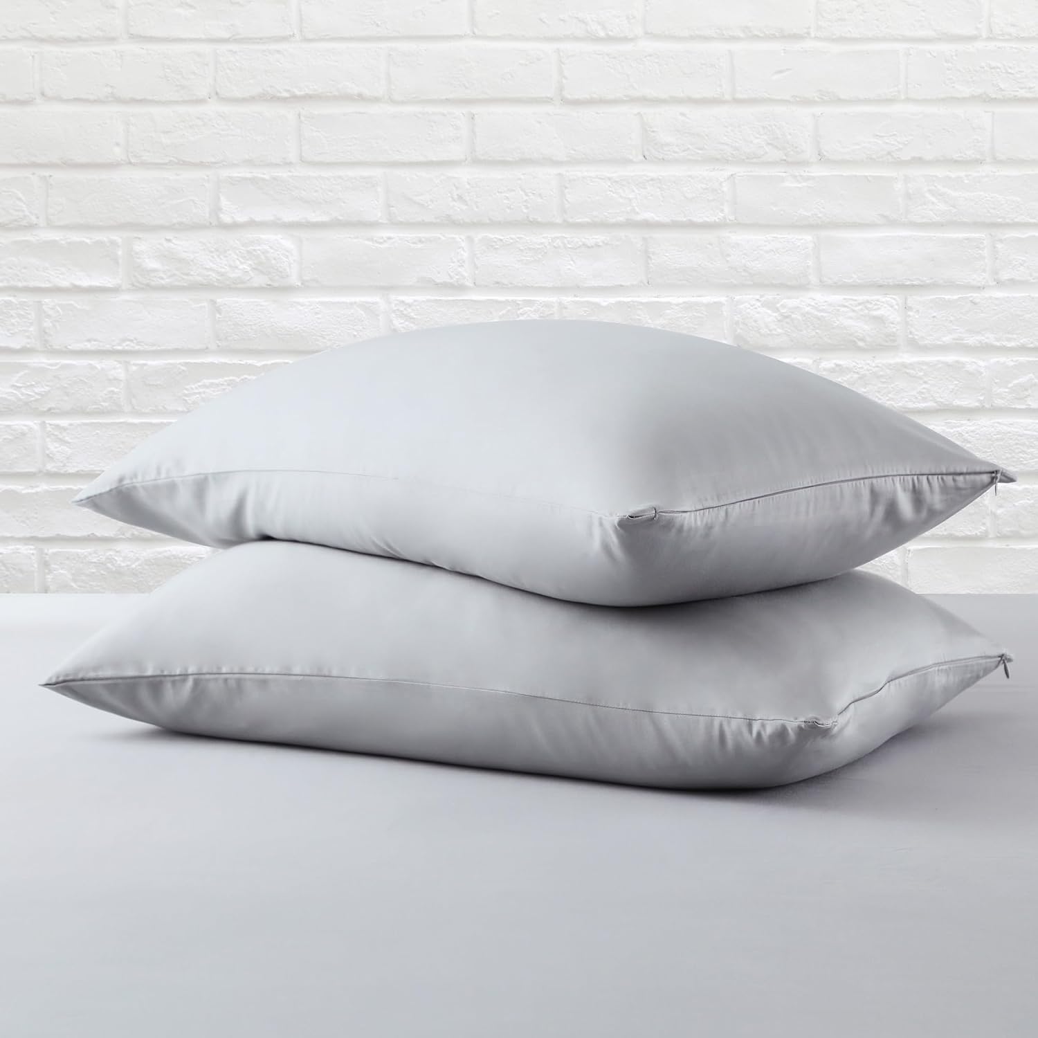 ZaizaiHome Pillow Cases Queen Size 4 Pcs,100% Egyptian Cotton 400 Thread Count Sateen Weave Grey Pillowcases Queen Size, Quality Pillow Cov…