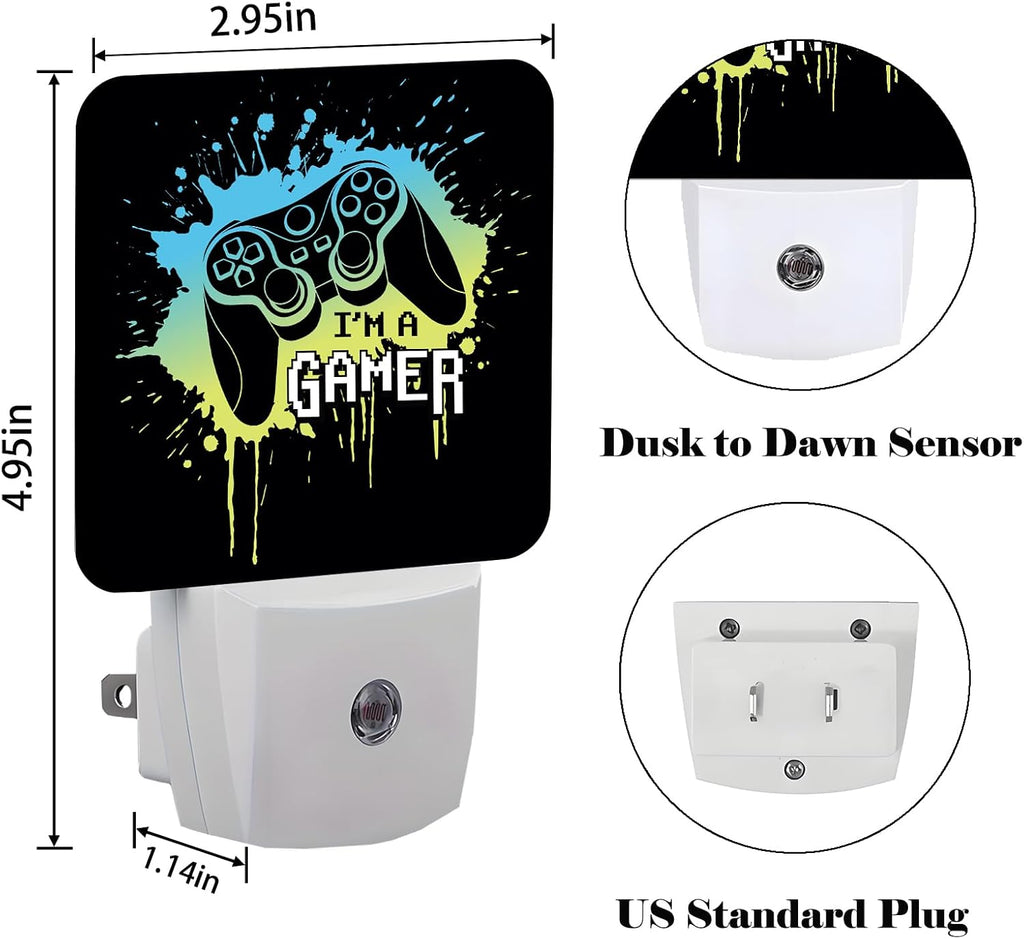 I'm A Gamer Night Light, Plug Into Wall with Dusk to Dawn Light Sensors, Warm Nightlights for Bedroom, Bathroom, Hallway, Kitchen, Gifts…
