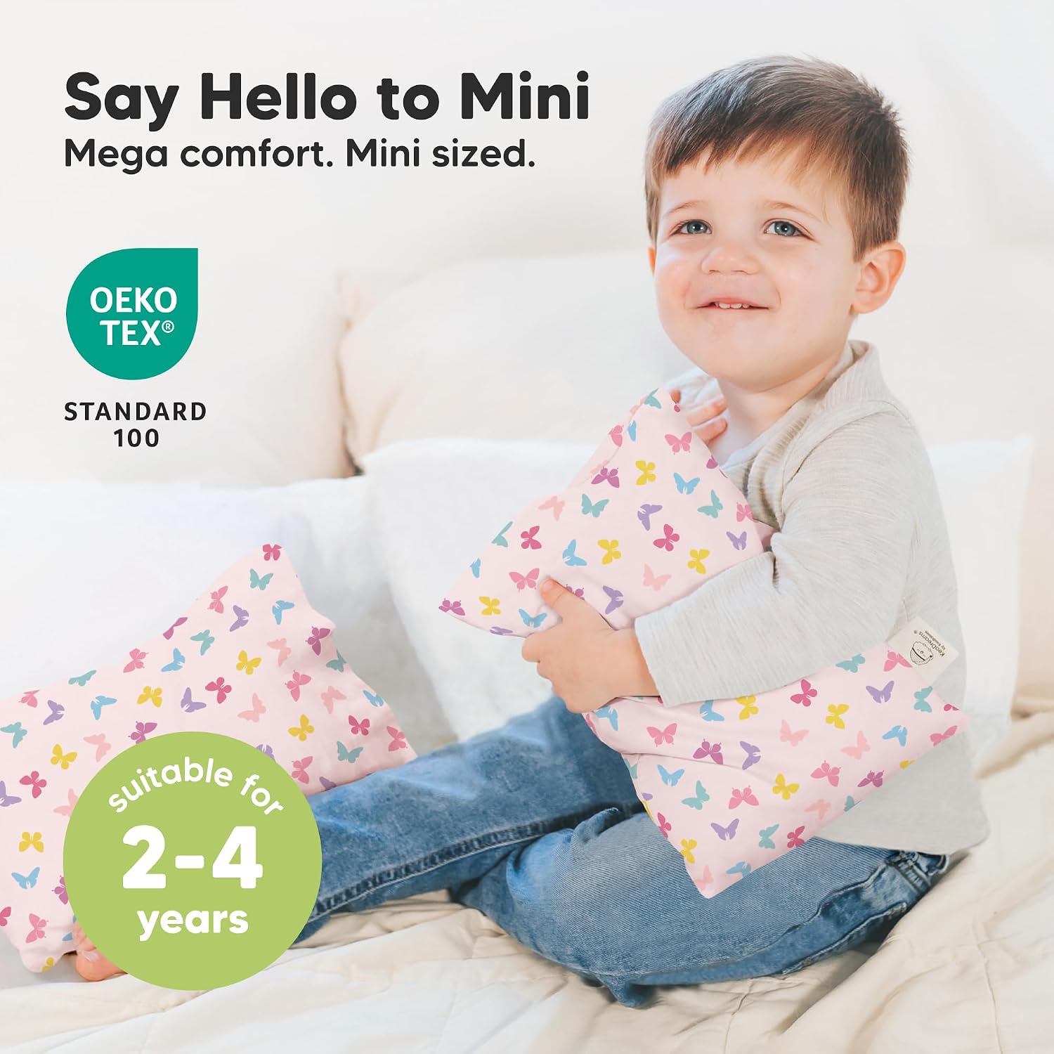 Mini Toddler Pillow with Pillowcase - 9x13 My Little Dreamy Travel Kids Pillow for Sleeping, Toddler Bed, Small, Tiny, Organic Cotton…