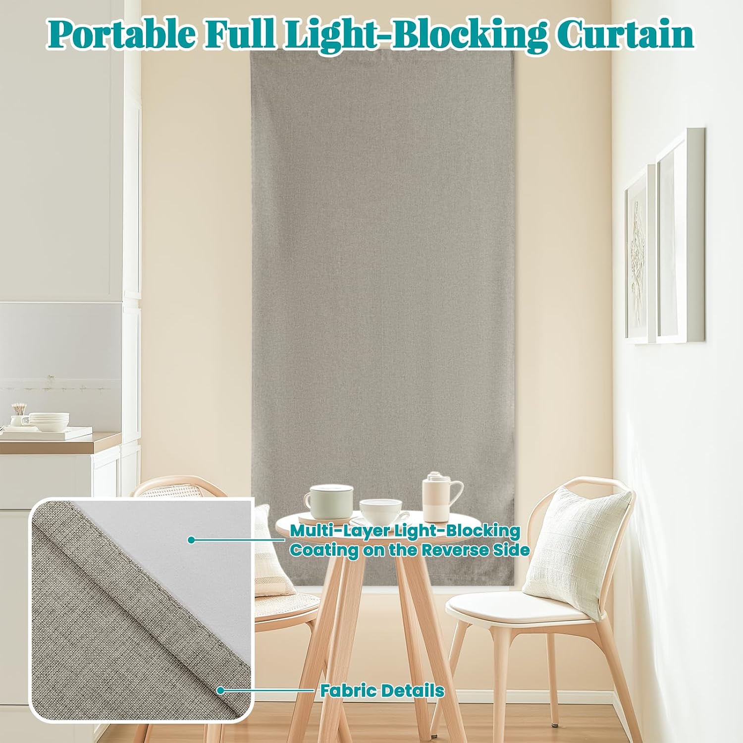 100% Blackout Self Adhesive Curtains Portable Curtain Simple and Easy to install Bedroom Window Thermal Lnsulated Kitchen Room Darkening…