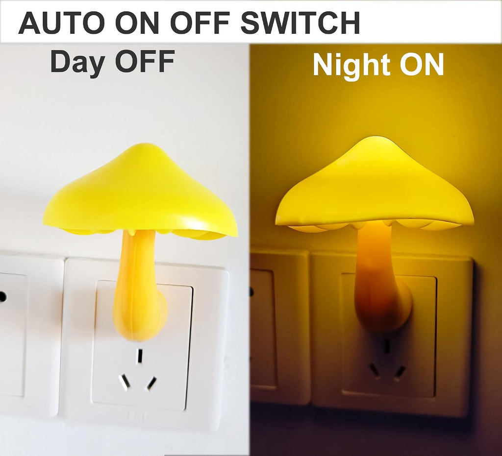 AUSAYE 3 Pack Sensor LED Mushroom Night Light Plug in Lamp Cute Night Lights for Adults Kids NightLight…