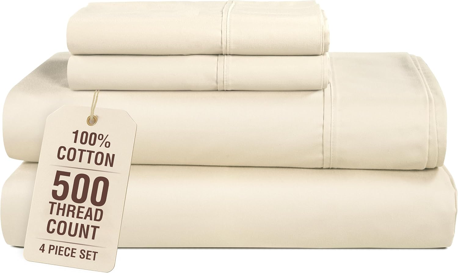 Casa Platino Twin XL Size Sheets, 100% Cotton 4 Piece Set with 500 Thread Count Silky Smooth Sateen Finish, Lightweight and Durable Twin…