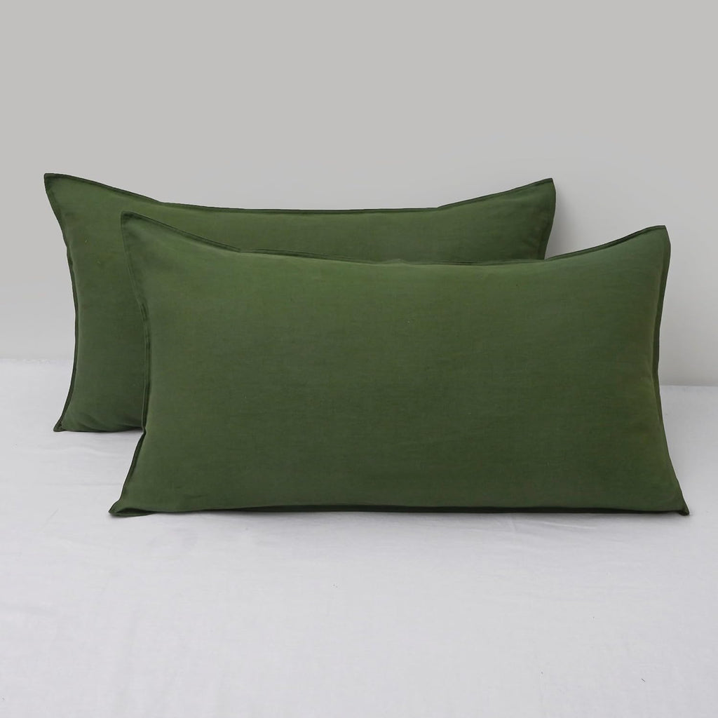 Chuffed Linen Pillowcases 2 Pack 100% Linen Standard Pillow Cases, Breathable and Cooling Washed Pillowshams with Zipper Closure, 20x36 Inc…