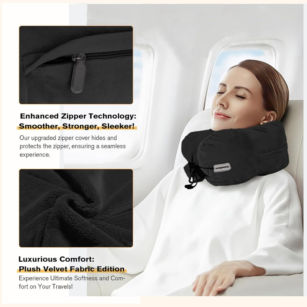 DreamShore Travel Pillow for Extra Luggage:Stuffable Neck Pillow with Adjustable Neck Size|Fits 3+ Days of Travel…