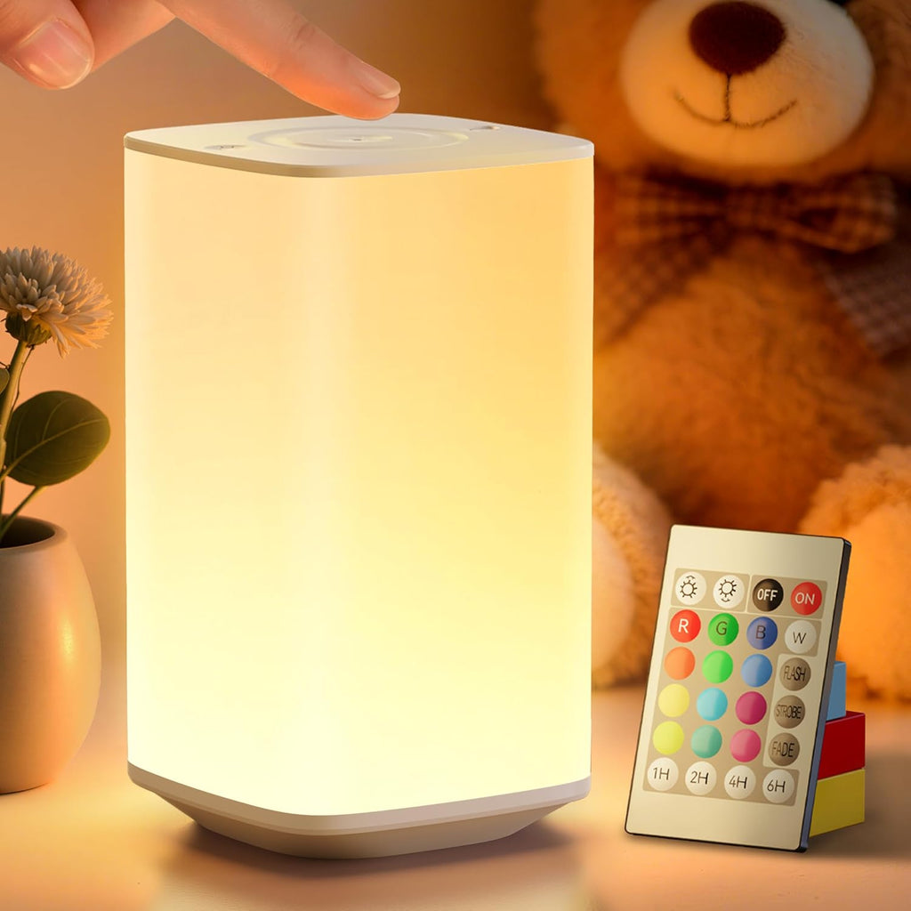Auxmir Baby Night Light for Nursery, White 4000mAh Rechargeable Night Light with Remote & Touch Control, Dimmable Soft White Light, 256 RGB…