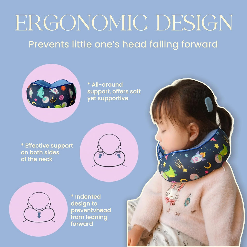 Skytraxcomf SKYTRAX® Certified Kids Safe Memory Foam Travel Neck Pillows for Kids and Toddlers, Cute Cartoon Design, Car Seat & Airplane He…