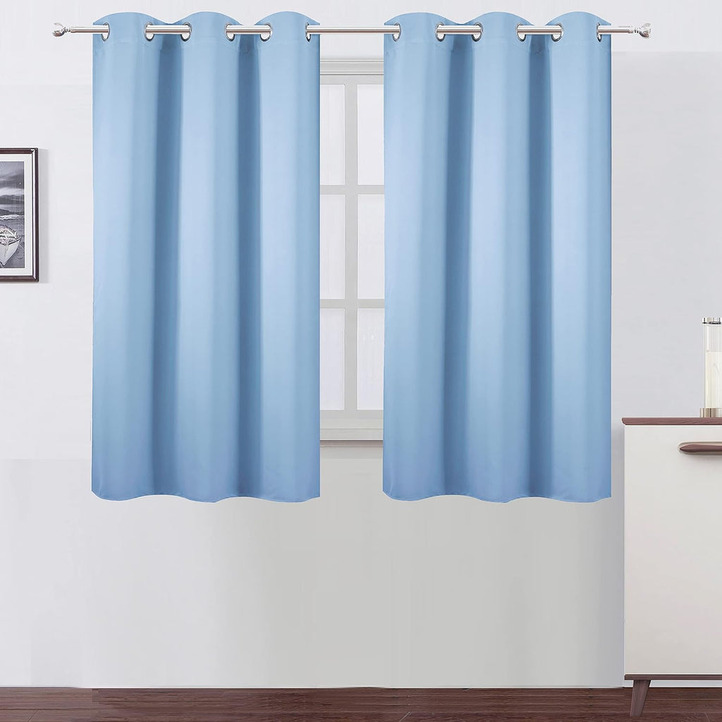 Lemomo Sky Blue Blackout Curtains/38 x 54 Inch/Set of 2 Panels Thermal Insulated Room Darkening Curtains for Bedroom 54 Inch Blue