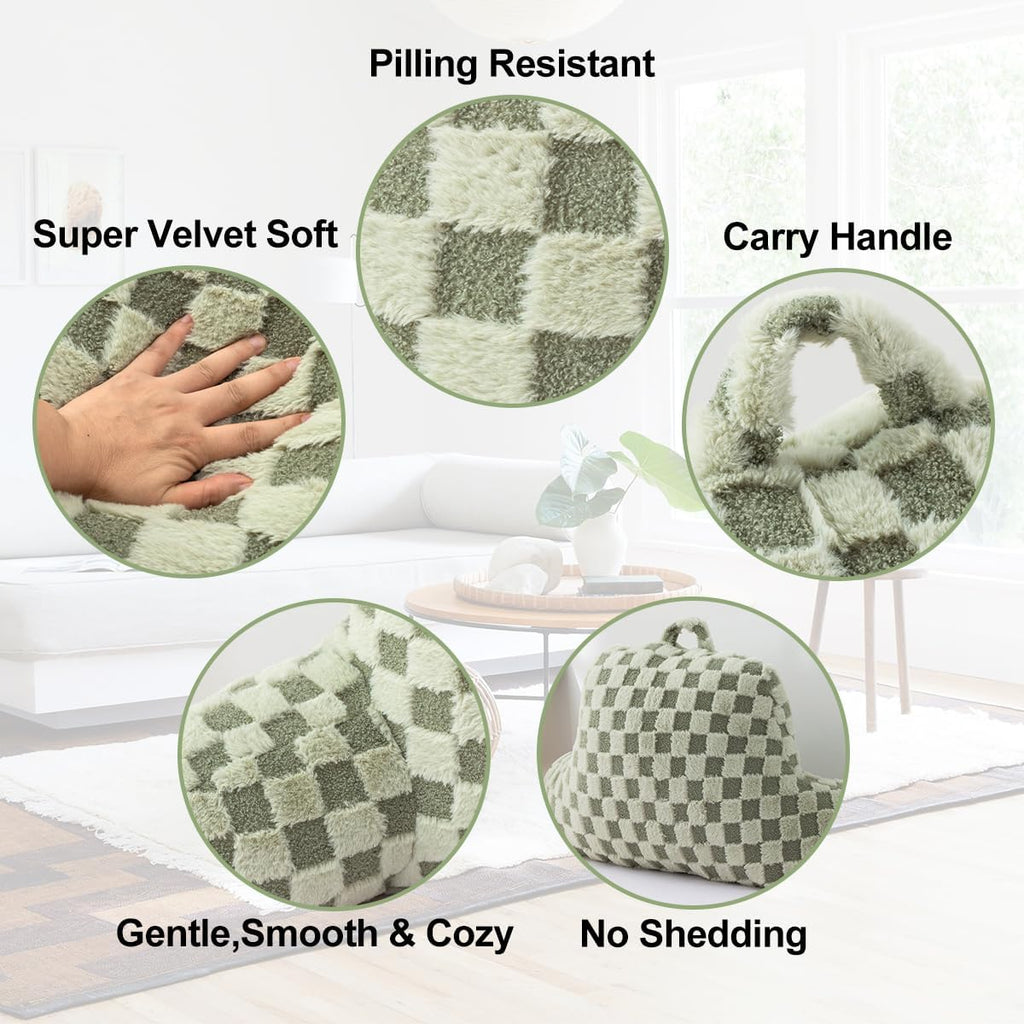 Holawakaka Checkered Reading Pillow for Sitting up in Bed, Lounging, Reading, Working on Laptop, Watching TV, Women Teens Kids Backrest Pil…