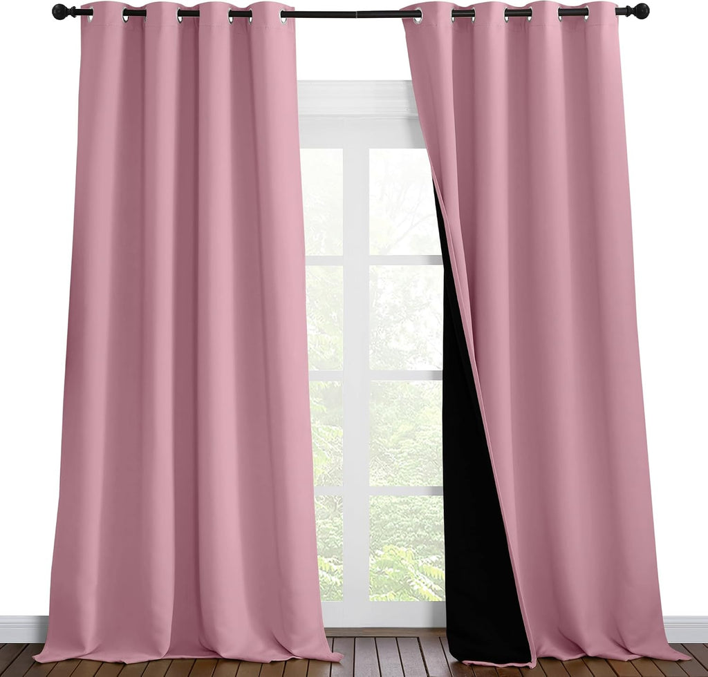Nicetown 100% Blackout Blinds, Set of 2, 52 inches x 102 inches, Laundry Room Decor Window Treatment Curtains for Large Patio Sliding Door,…