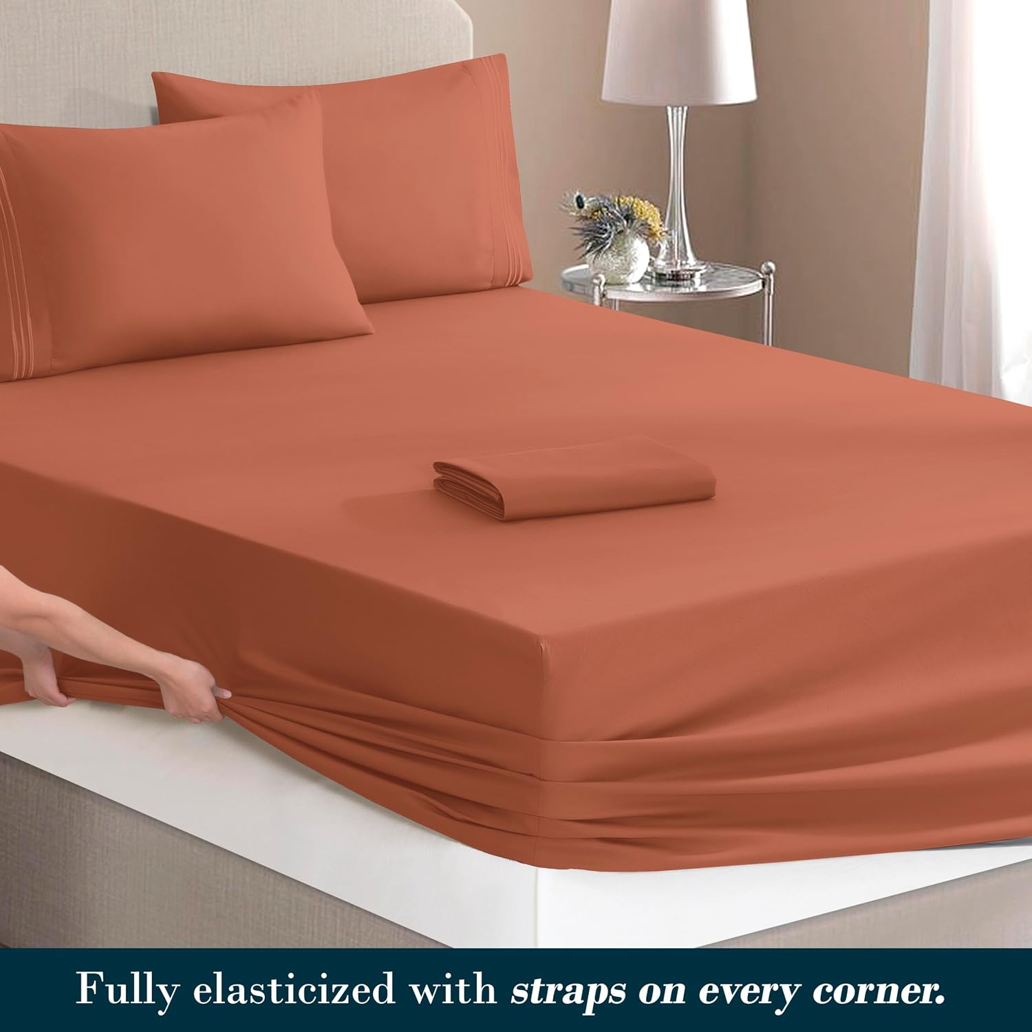 MocassiLuxuryBedding Mocassi Twin XL Size 4-Piece Bed Sheet Set - 1800 Hotel Quality Microfiber 18-24 Inches Extra Deep Pocket Fitted Sheet…