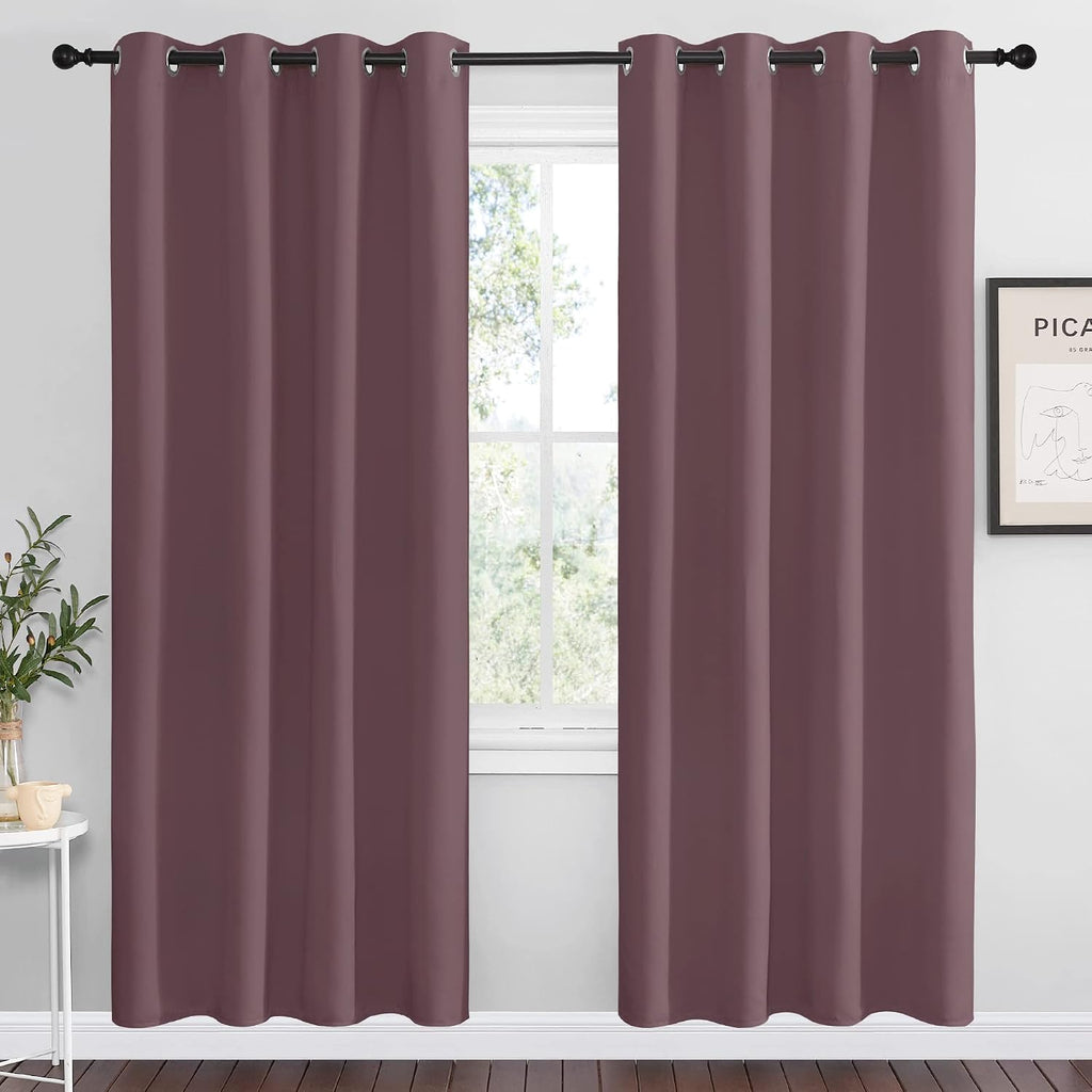 Nicetown Dry Rose Blackout Curtains 78" Long for Office, Dining Room, 55" Wide, 2 Pieces, Guest Room, Sound Reducing Heat and Cold Block Cu…