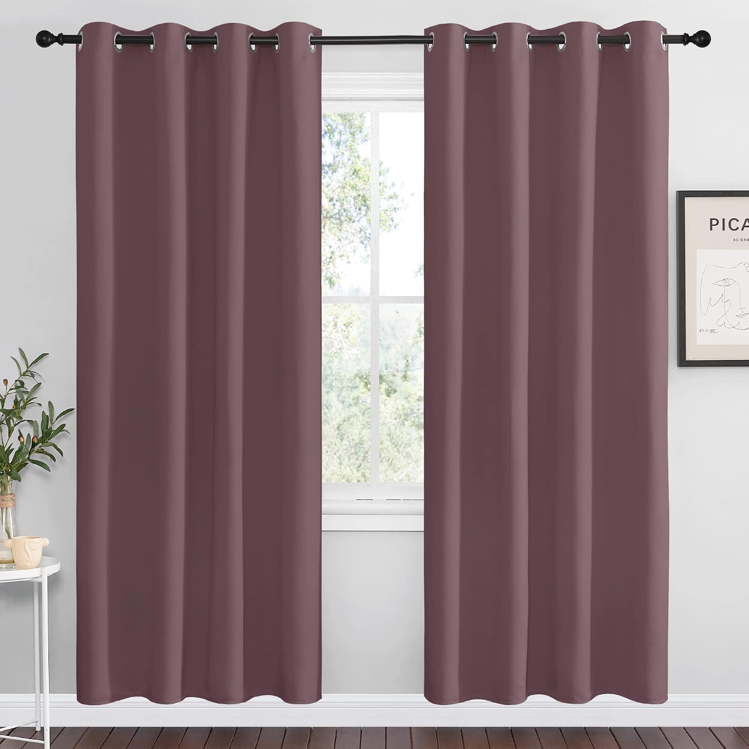 Nicetown Dry Rose Blackout Curtains 78" Long for Office, Dining Room, 55" Wide, 2 Pieces, Guest Room, Sound Reducing Heat and Cold Block Cu…