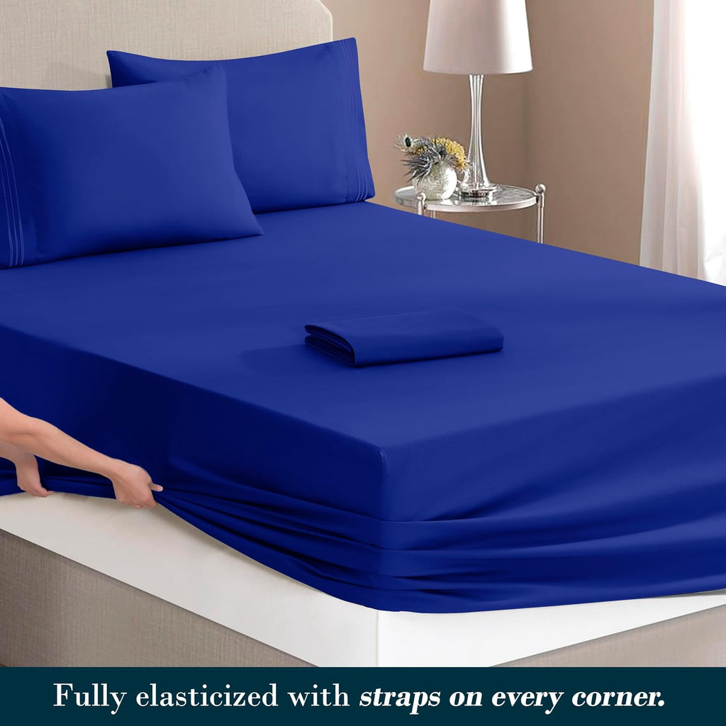 MocassiLuxuryBedding Mocassi Full Size 4-Piece Bed Sheet Set - 1800 Hotel Quality Microfiber 18-24 Inches Extra Deep Pocket Fitted Sheet- L…