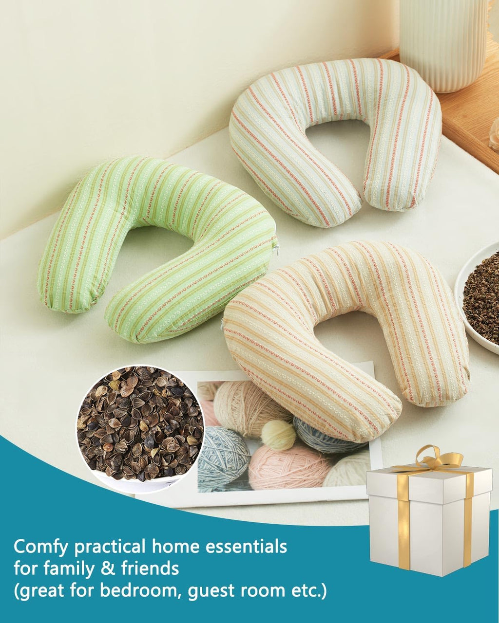 Edomi Buckwheat U Shaped Neck Pillow - 12''x12'' Adjustable Cervical Support Pillow with Breathable Buckwheat Hulls, Removable Cotton Cover…