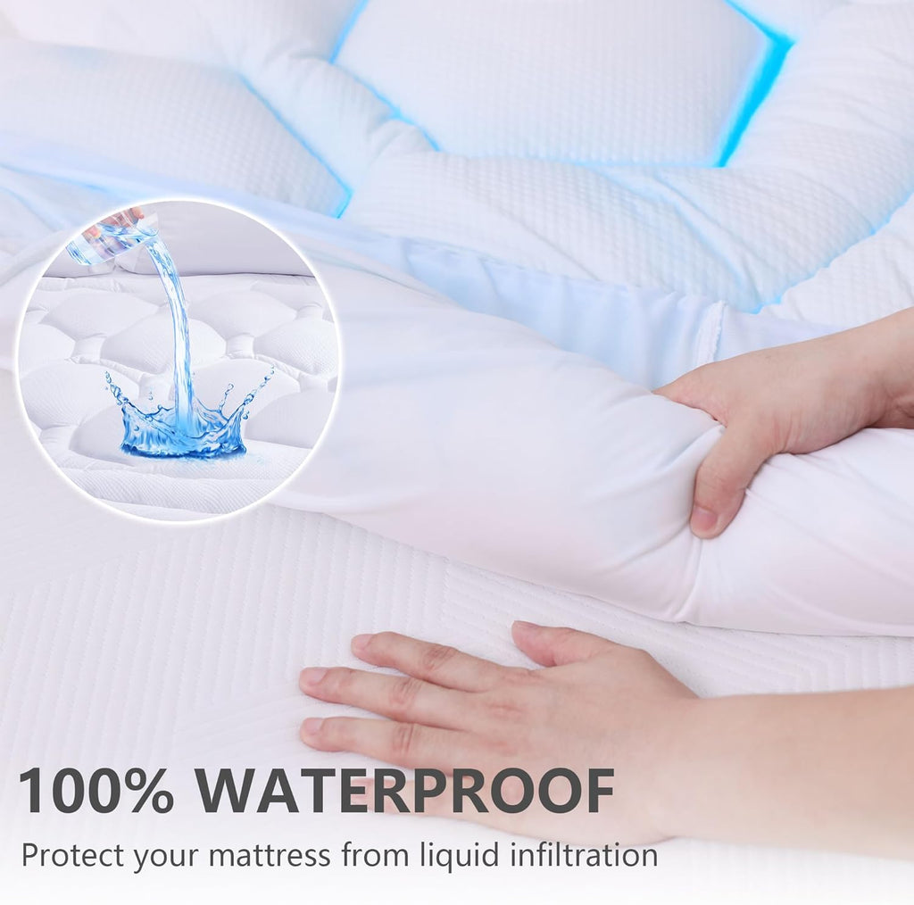 ELVEN HOME Twin XL Mattress Pad Waterproof, Soft Cooling Mattress Topper for College Dorm, Extra Long Twin Mattress Cover Protector…