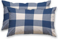 HOMETITUTE Blue Plaid Pillow Covers Decorative Pack of 2 Satin 12x20 Inch Lumbar Throw Pillow Cases for Sofa Couch Living Room Farmhouse…