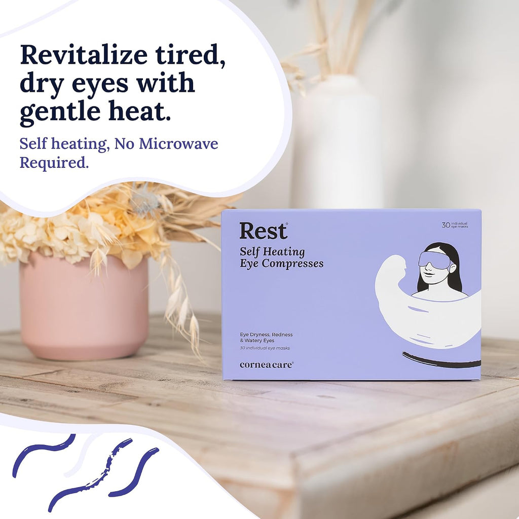 CorneaCare Rest: Self Heating Warm Compress for Dry Eyes | Heated Eye Mask for Fast Relief | Steam Mask for Stye ment | No Microwave o…