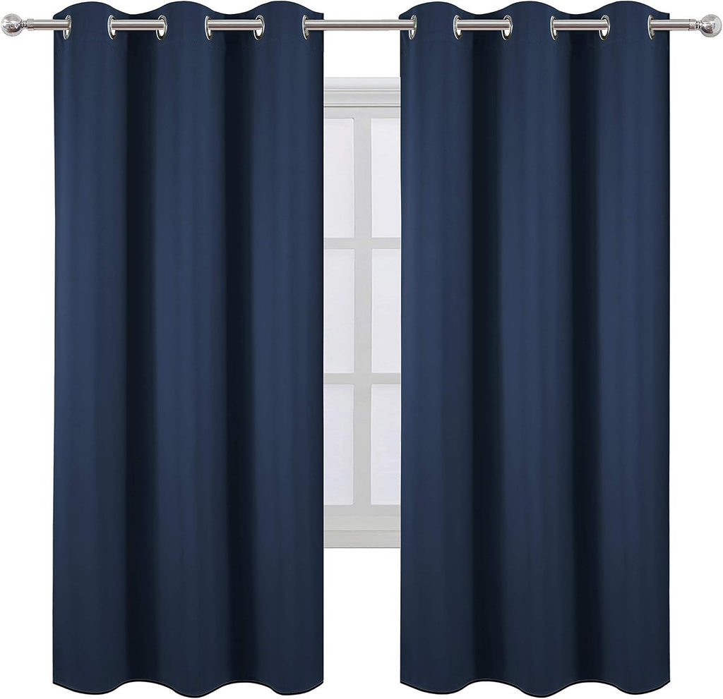Lemomo Navy Blue Thermal Blackout Curtains/42 x 72 Inch/Set of 2 Panels Room Darkening Curtains for Bedroom 72 Inch Blue