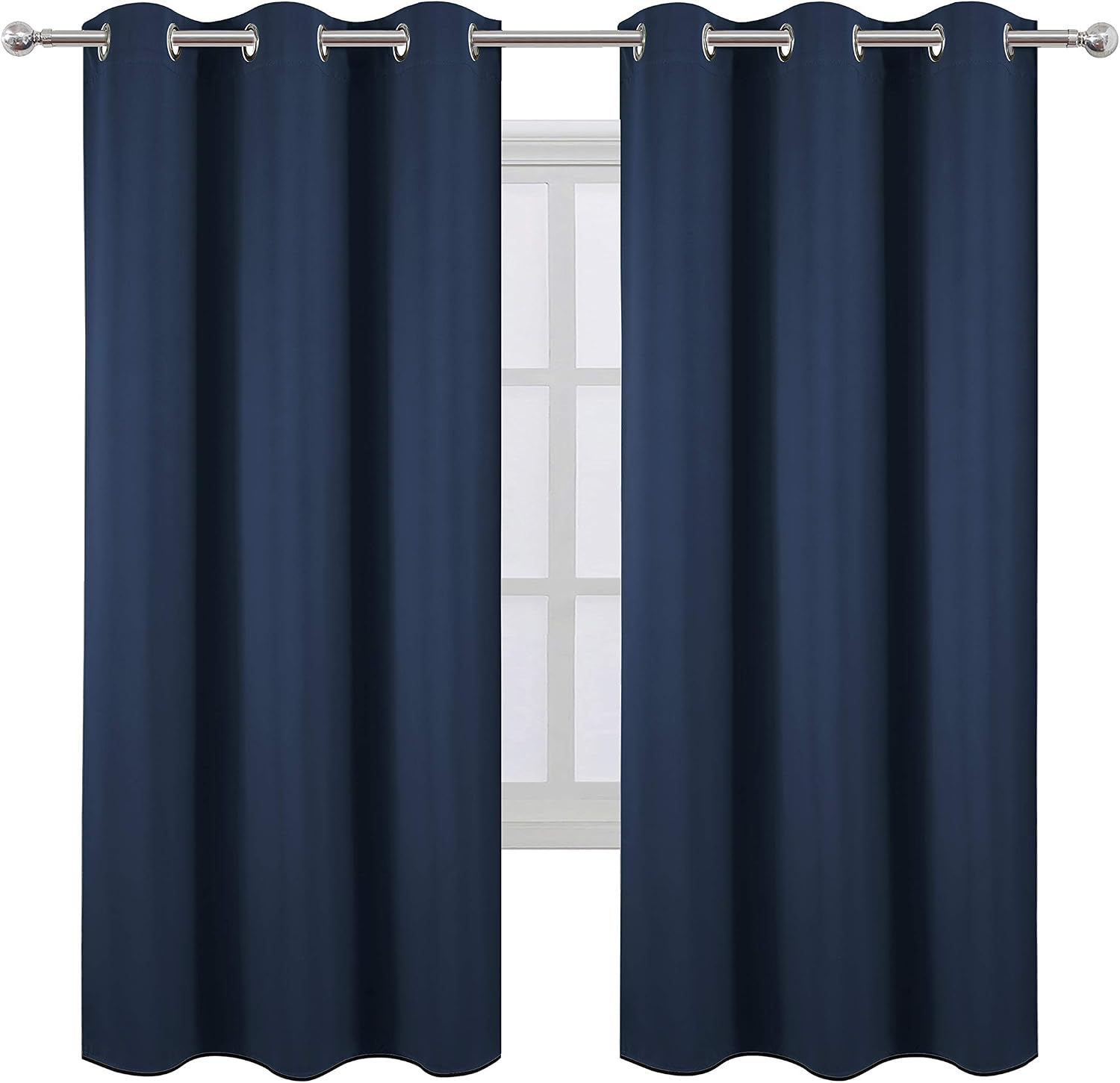 Lemomo Navy Blue Thermal Blackout Curtains/42 x 72 Inch/Set of 2 Panels Room Darkening Curtains for Bedroom 72 Inch Blue