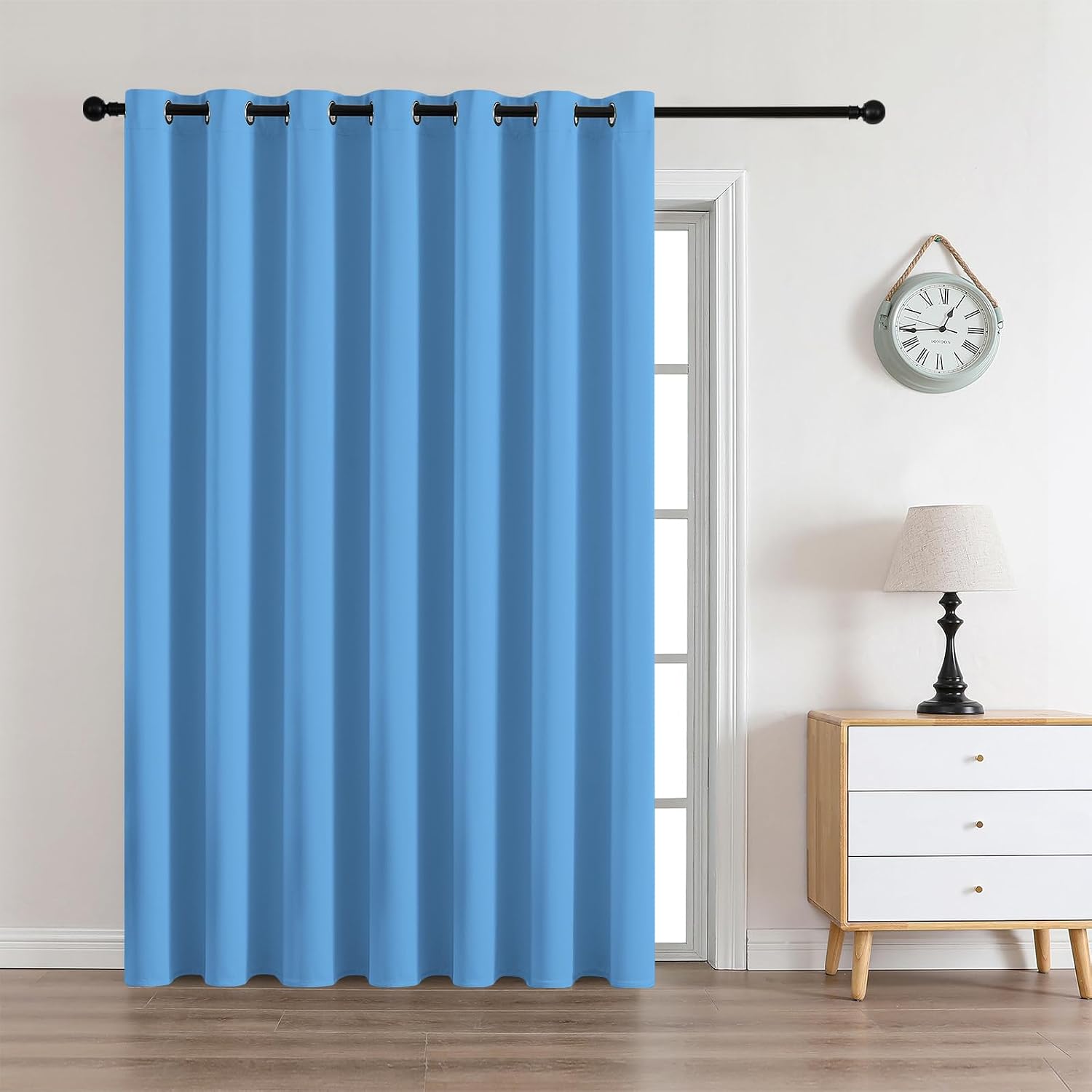 CUCRAF Custom Light Blue Blackout Curtains 1 Panel Set, Thermal Insulated Grommet Room Darkening Curtain for Living Room Bedroom, Light…